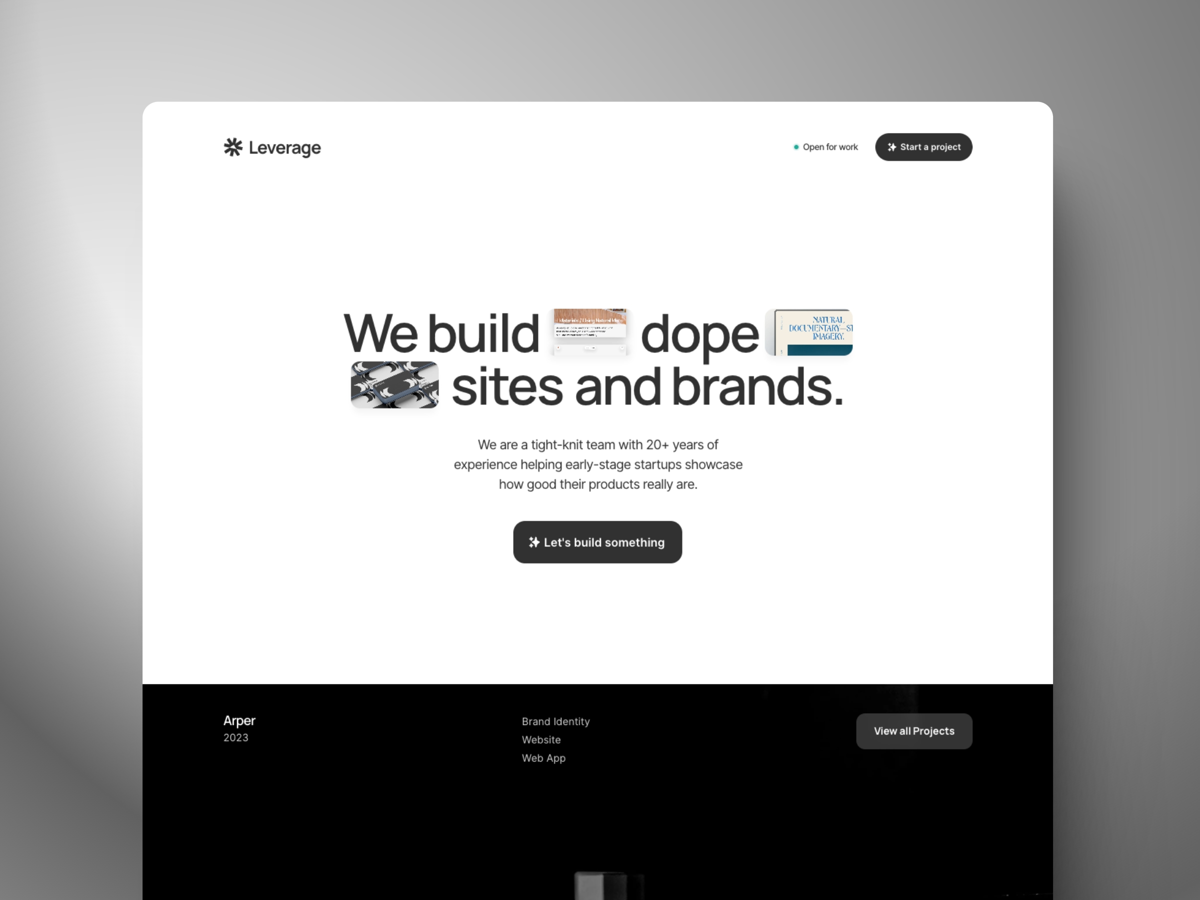 Screenshot of Leverage website