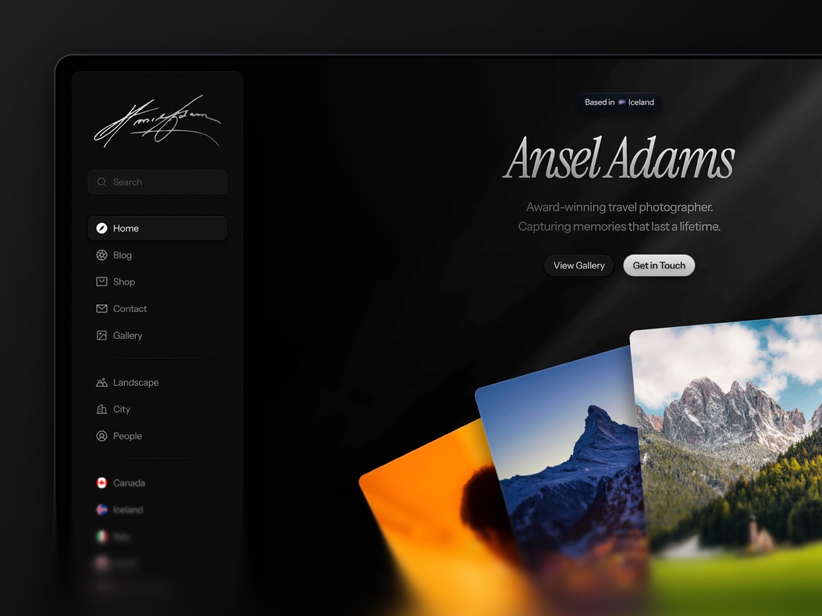 Screenshot of Lighthouse photography art media template website