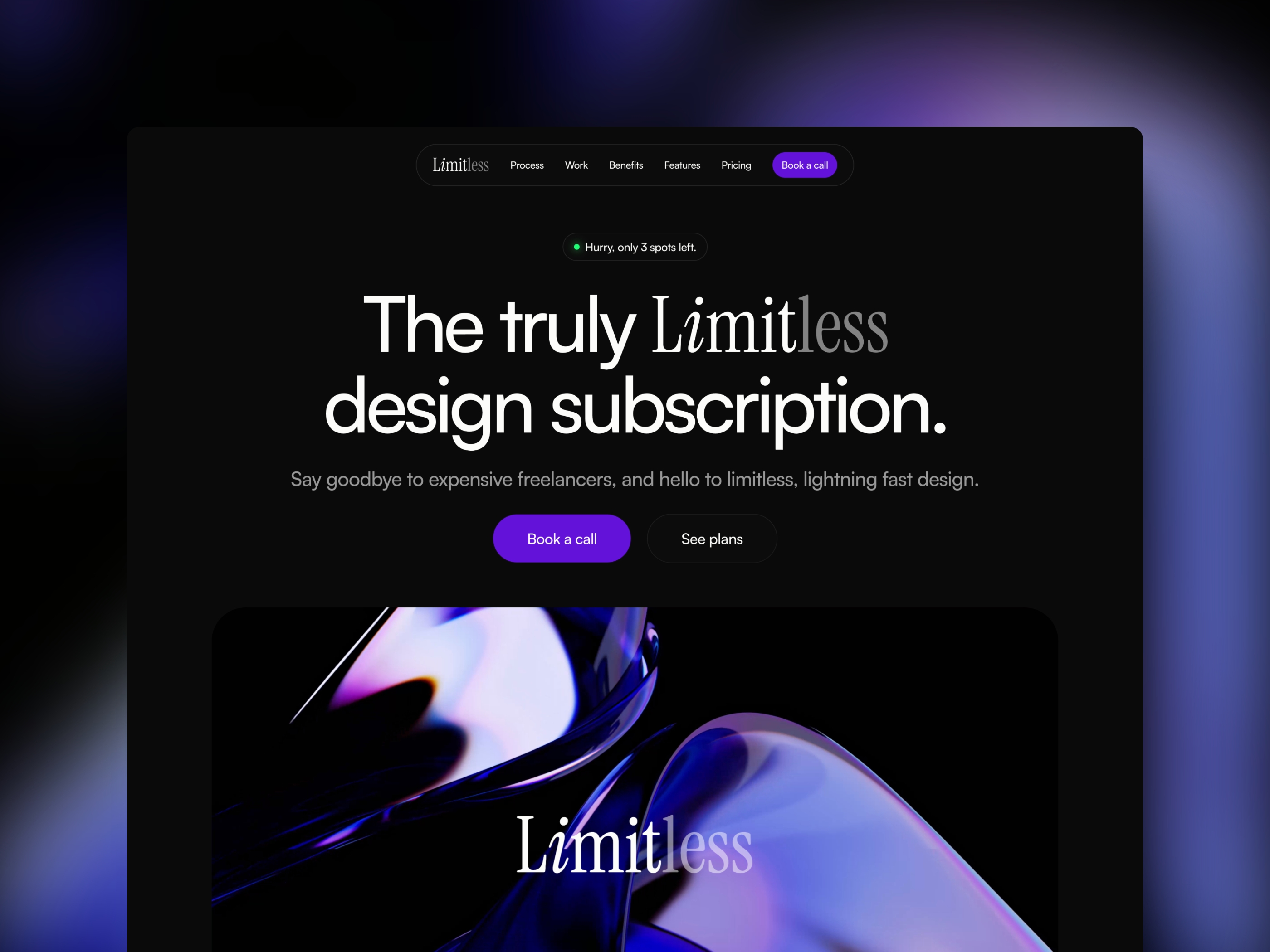 Screenshot of Limitless website