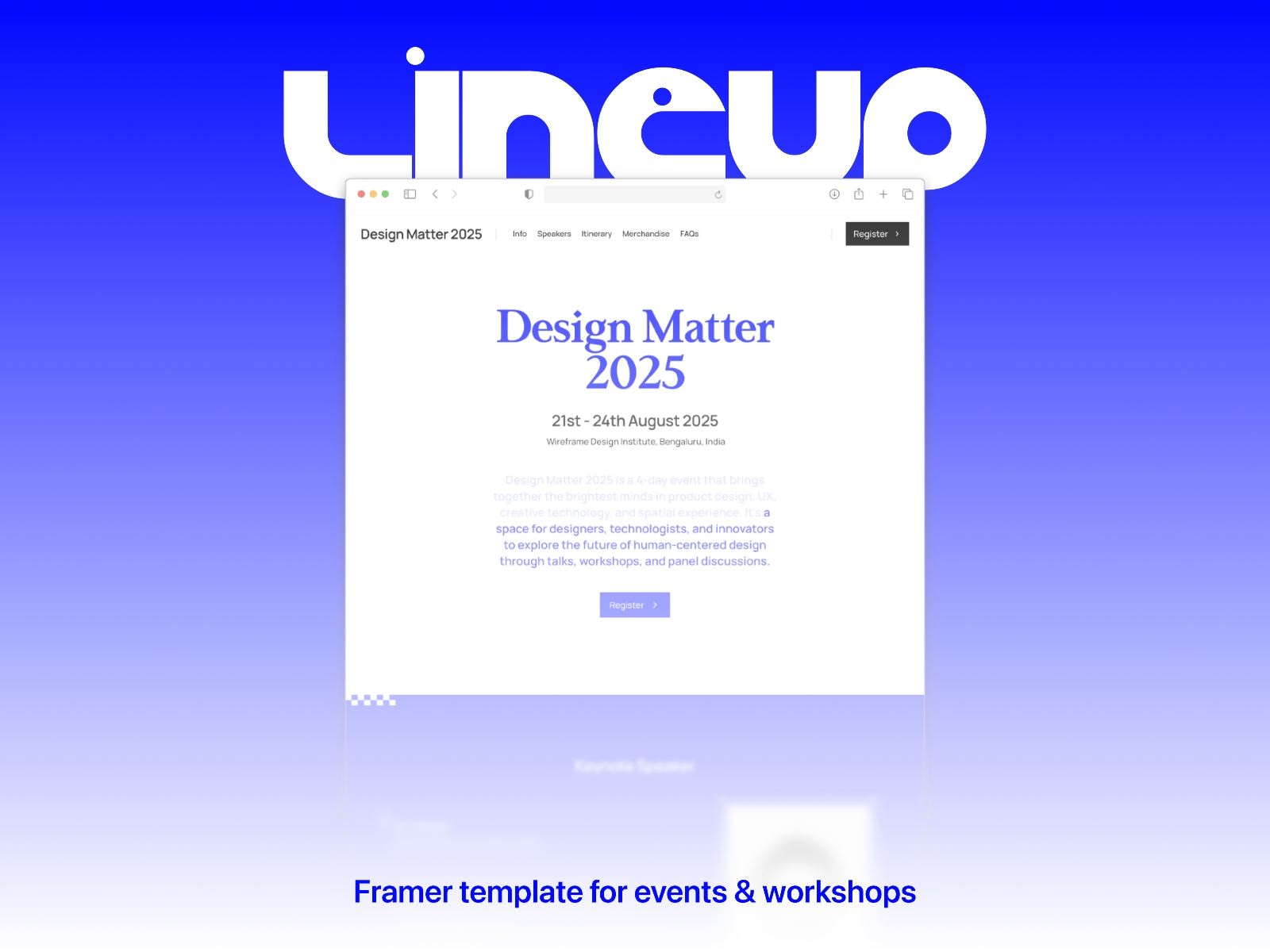 Screenshot of Lineup website