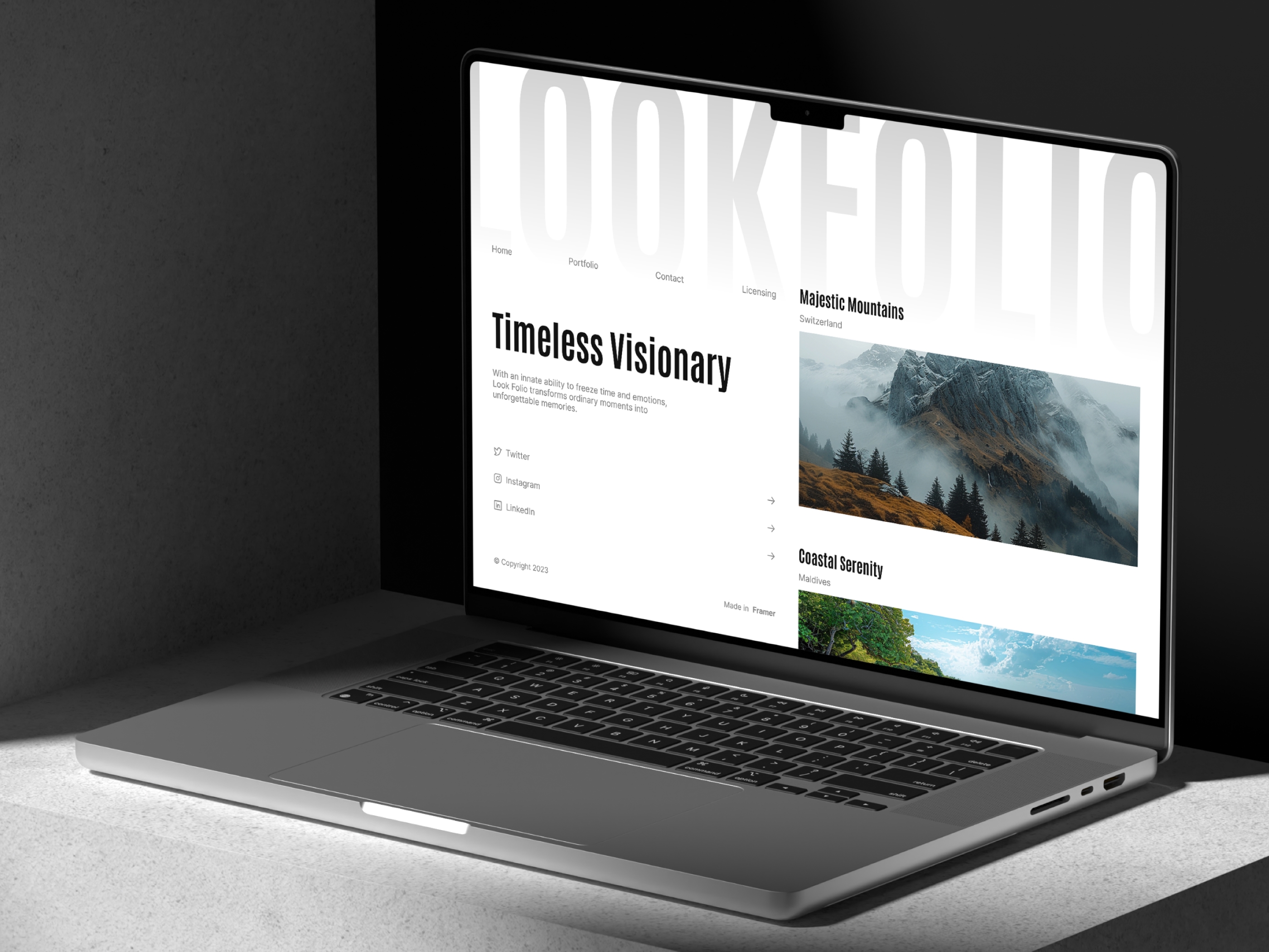 Screenshot of Lookfolio website