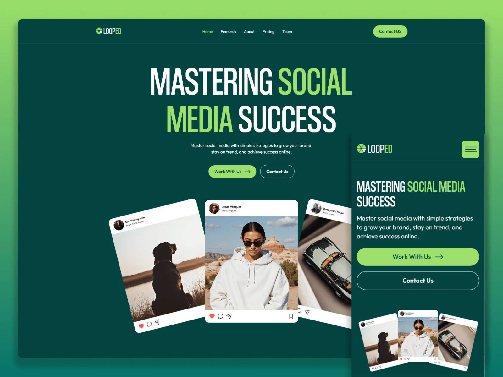 Screenshot of Looped website