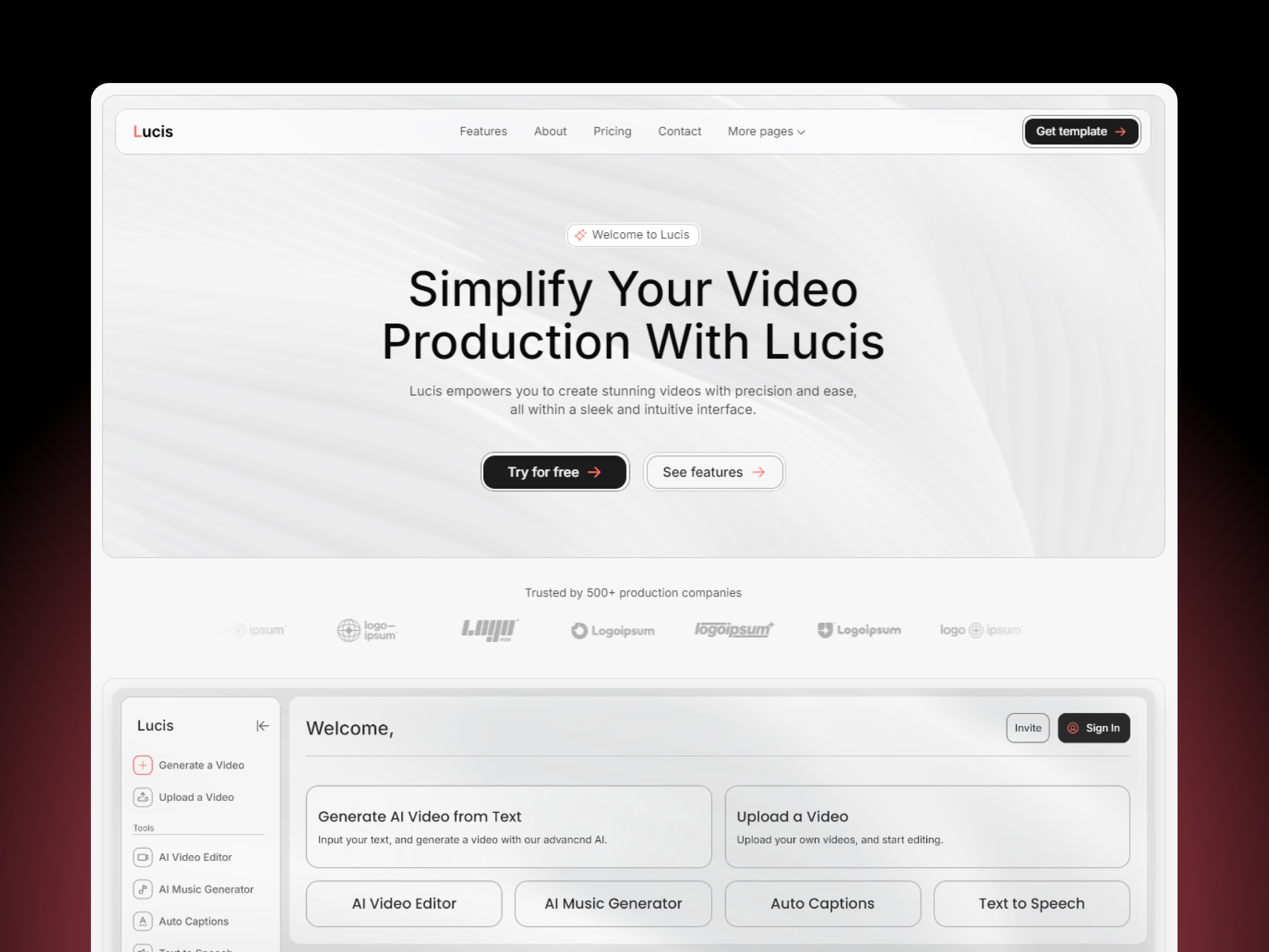 Screenshot of Lucis website