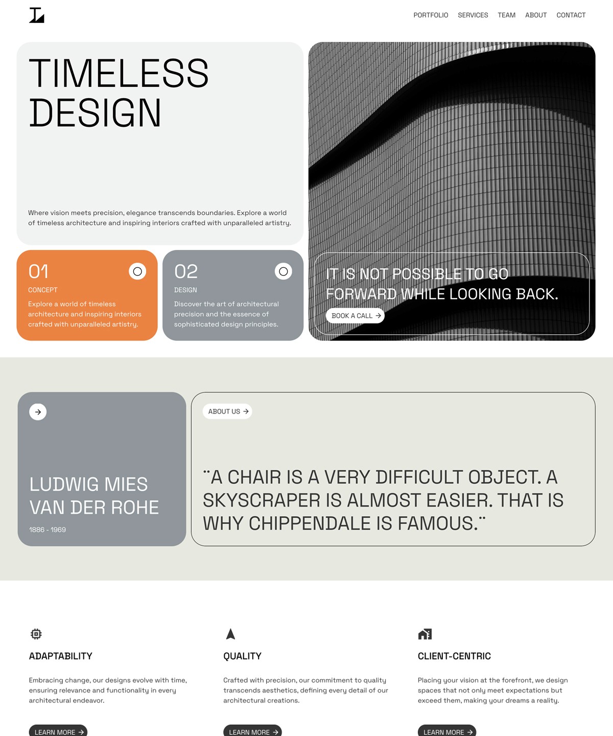 Screenshot of Ludwig architecture portfolio website