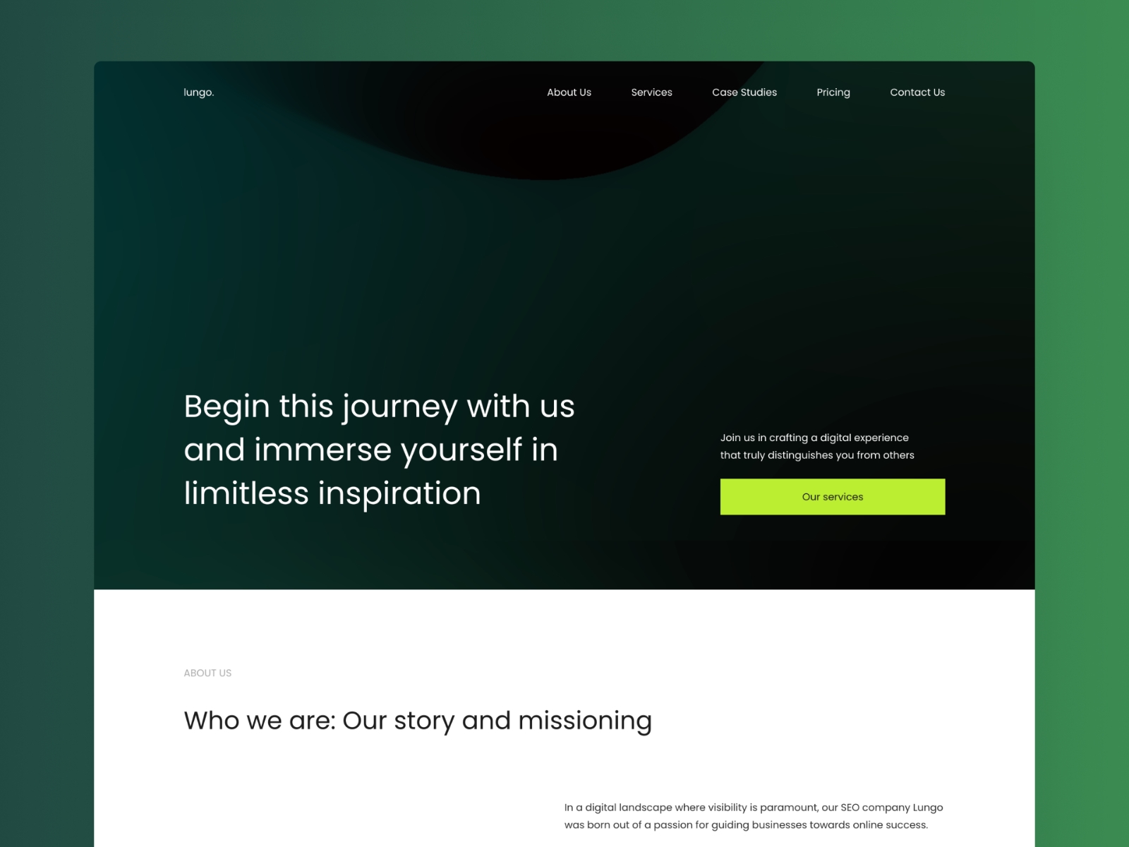Screenshot of Lungo website