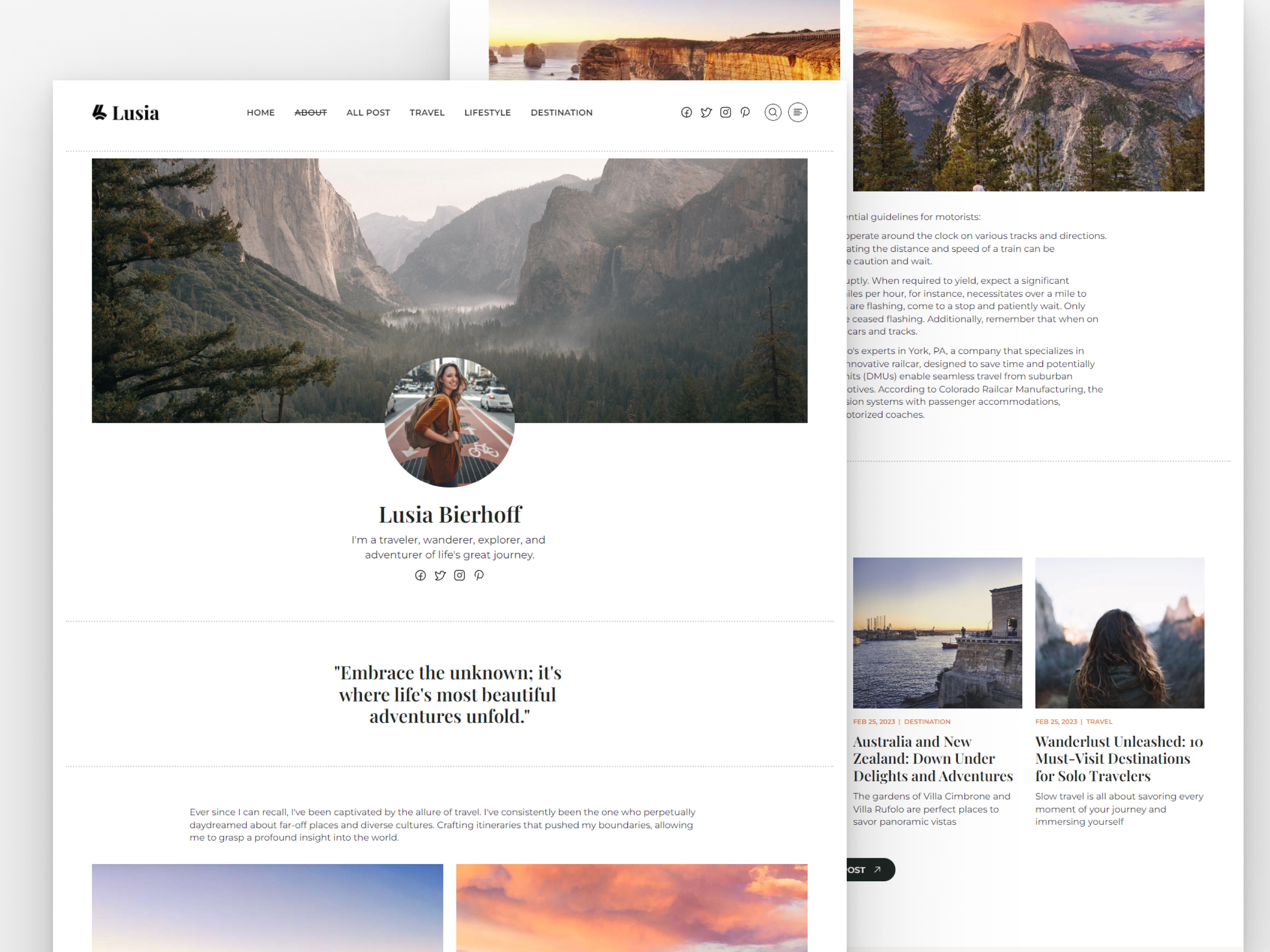 Screenshot 3 of Lusia personal blog magazine website