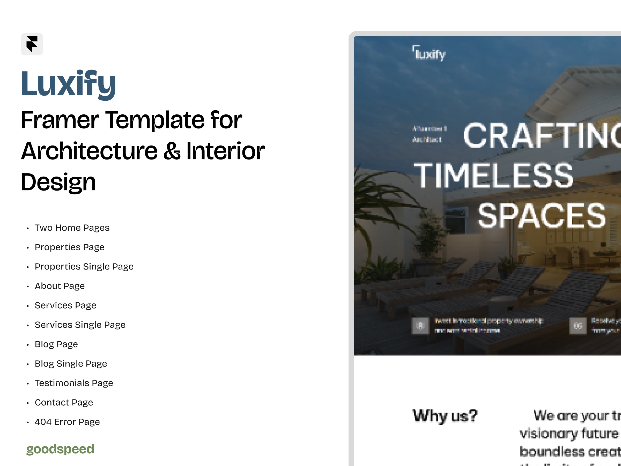 Screenshot of Luxify architecture template website