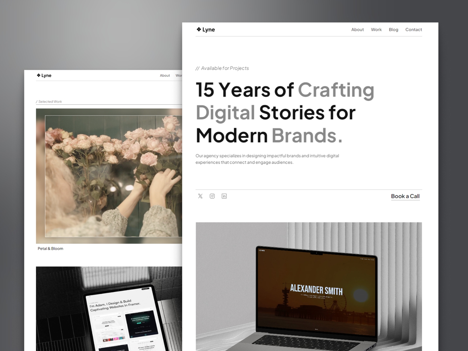 Screenshot of Lyne website