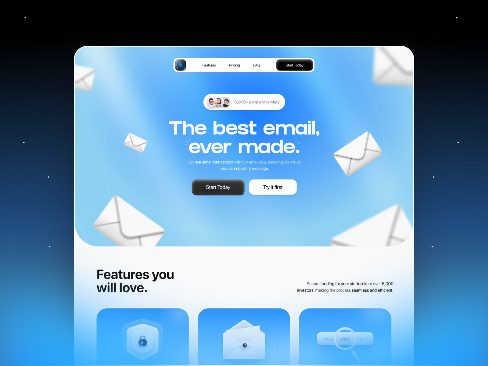 Screenshot of Maily website