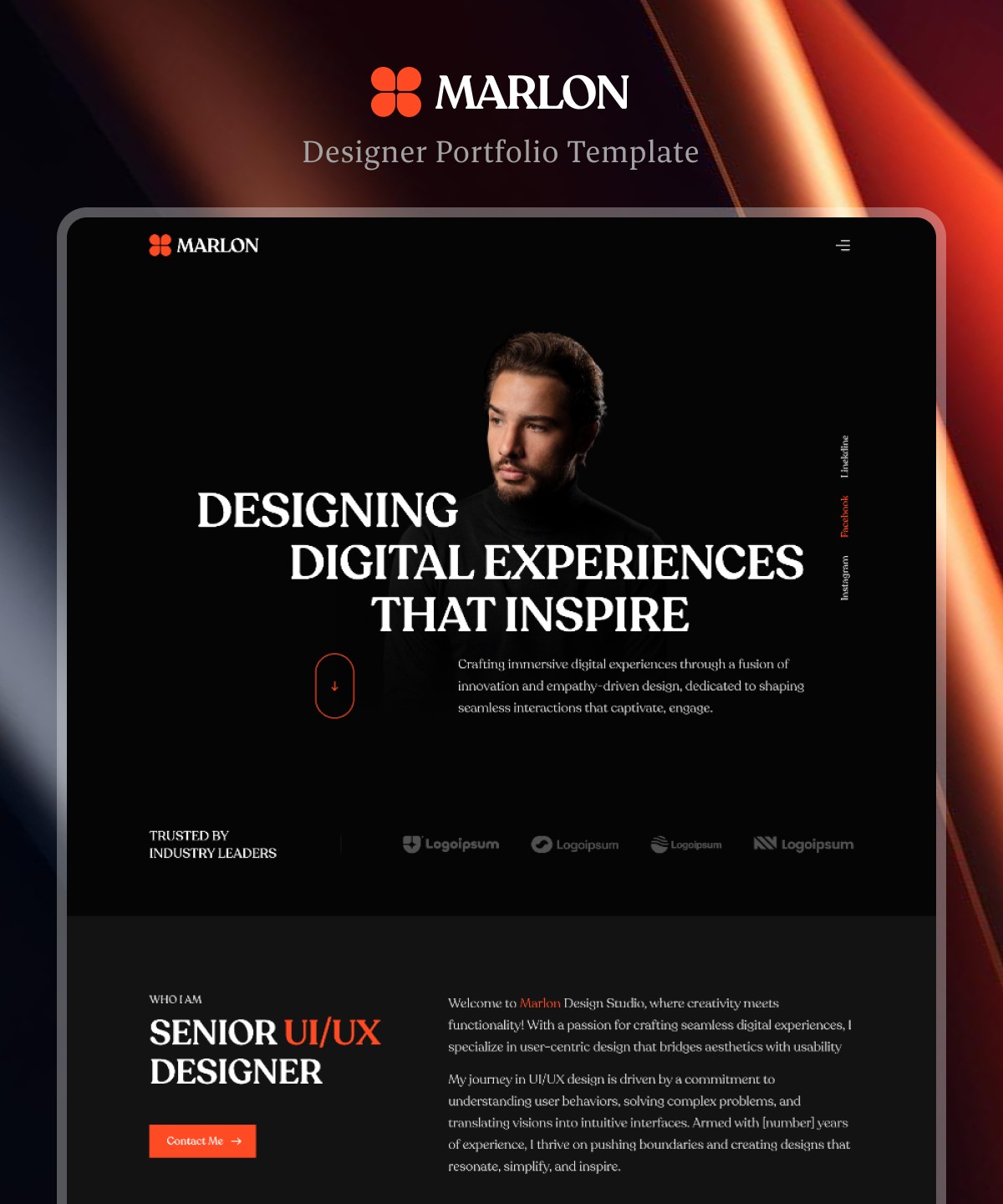 Screenshot of Marlon harvey portfolio template website