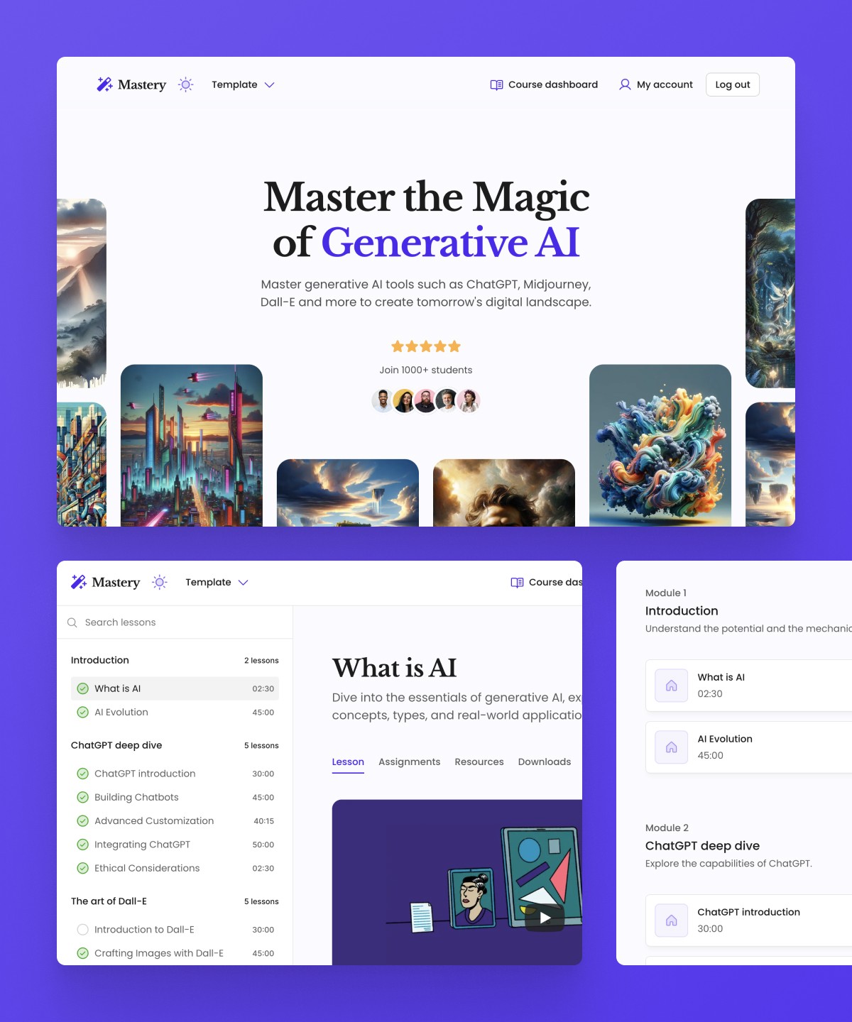Screenshot of Mastery website