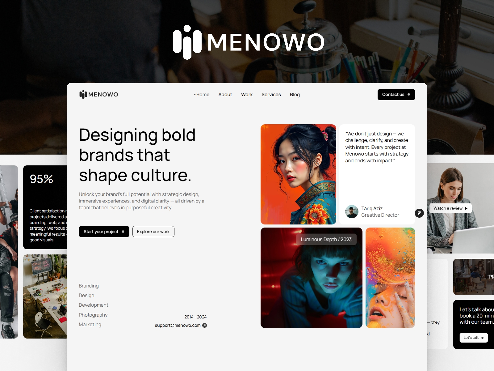Screenshot of Menowo website