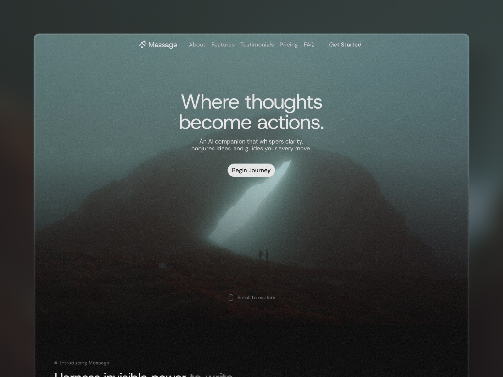 Screenshot of Message website