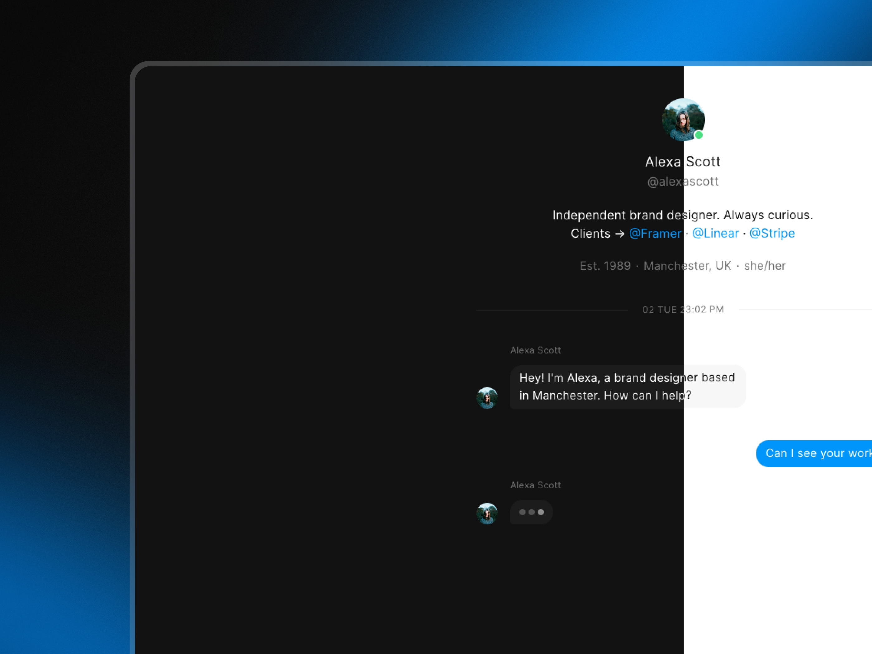 Screenshot of Messenger website