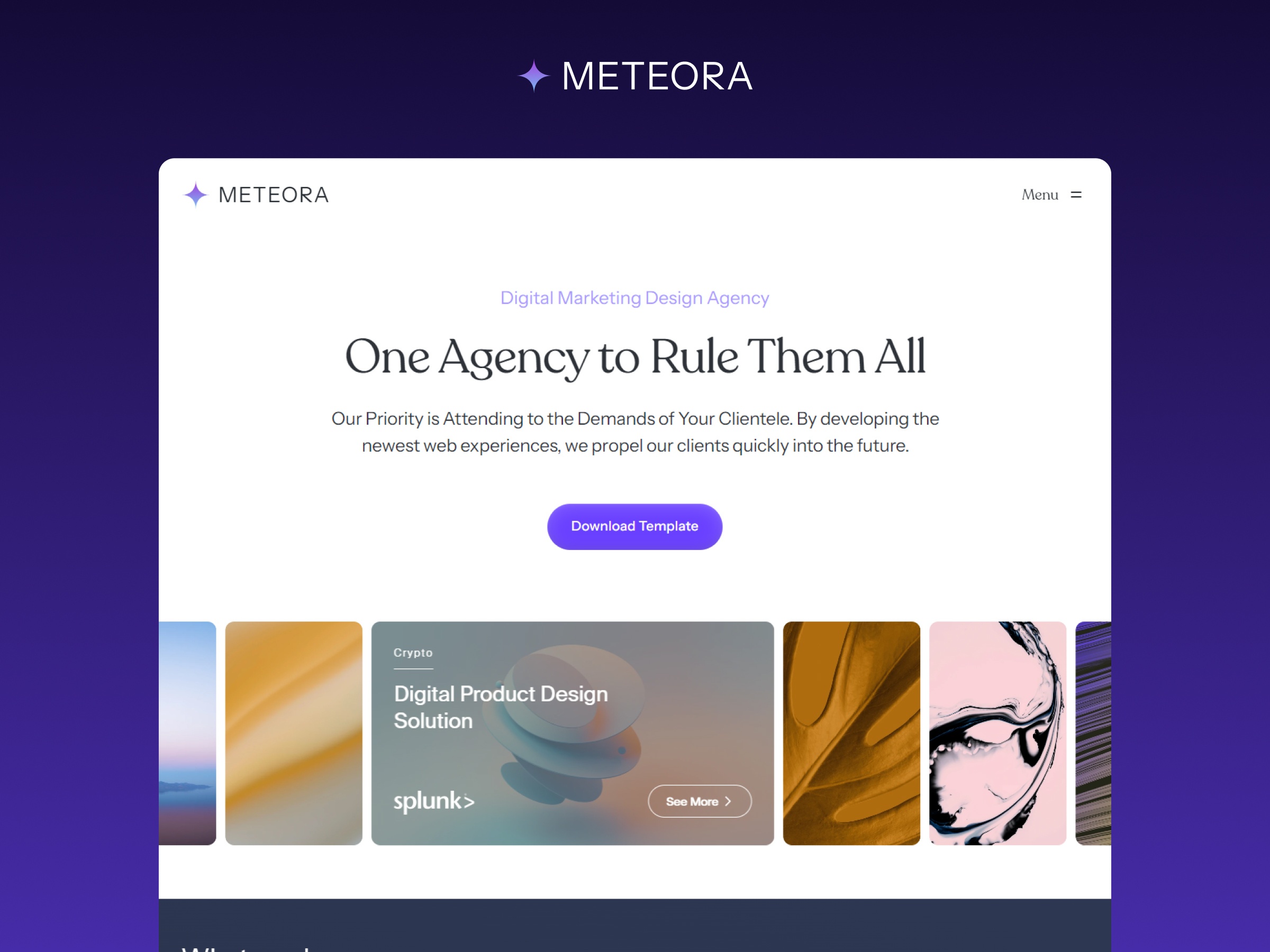 Screenshot of Meteora website