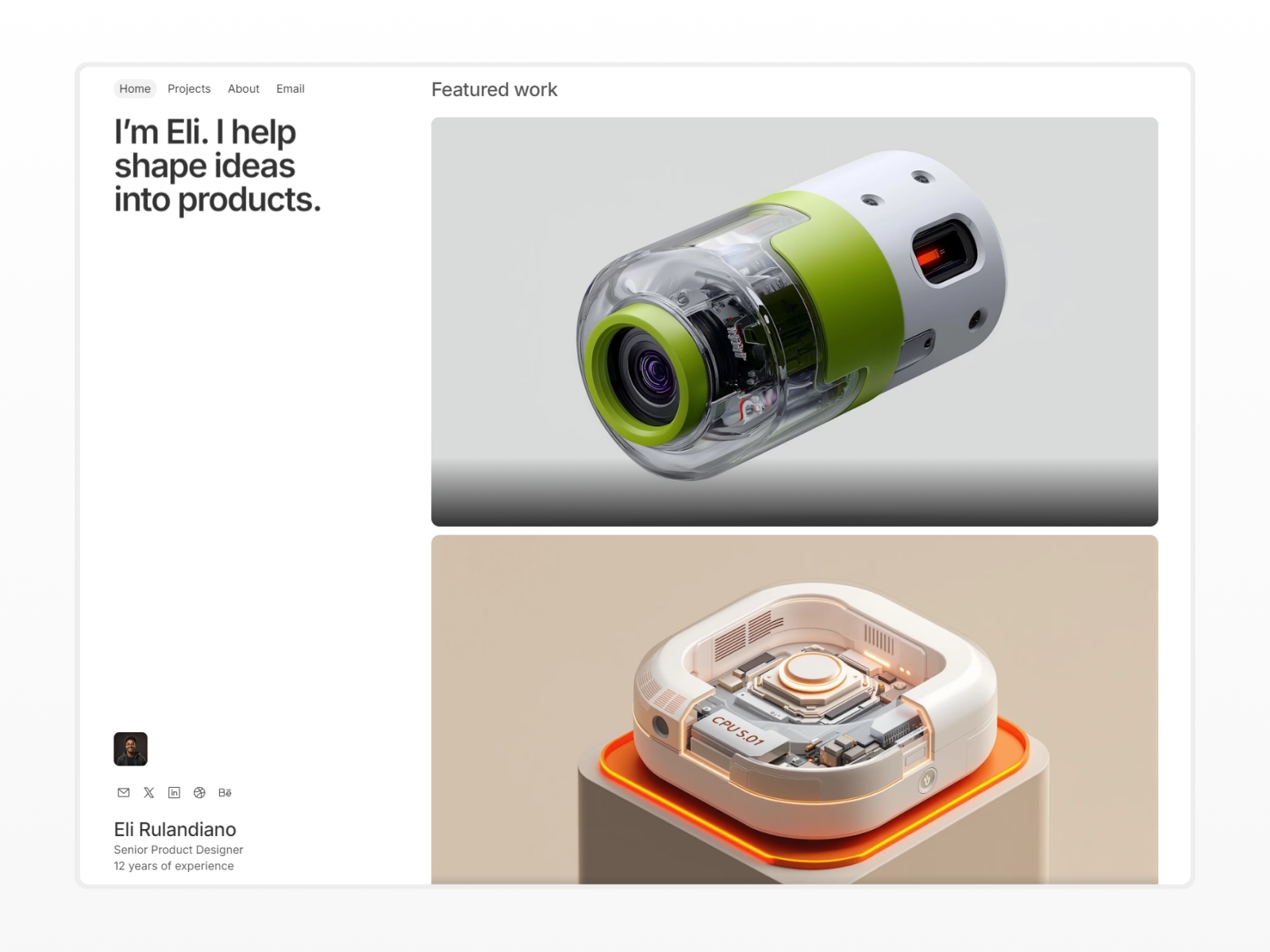 Screenshot of Minfolio website