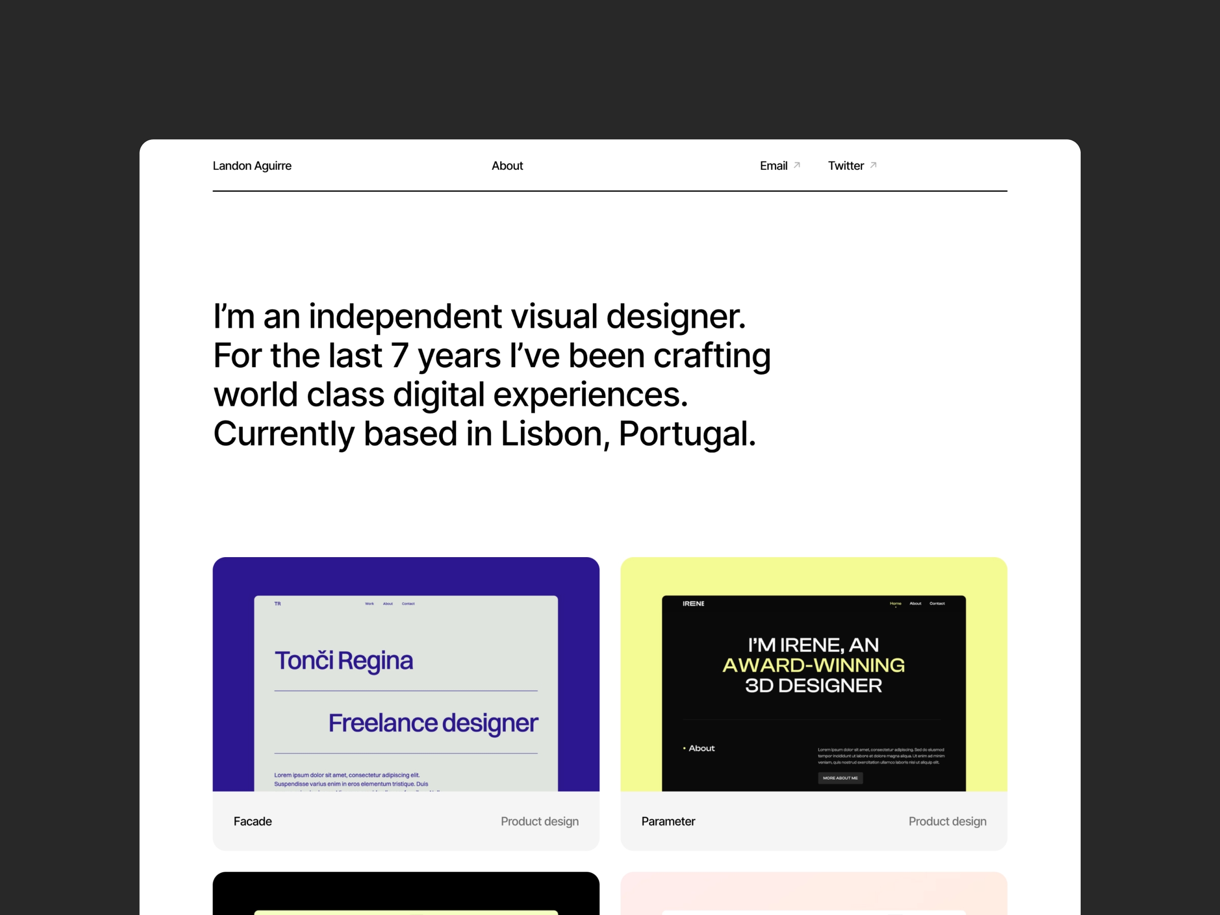 Screenshot of Minimal portfolio kx89vk website