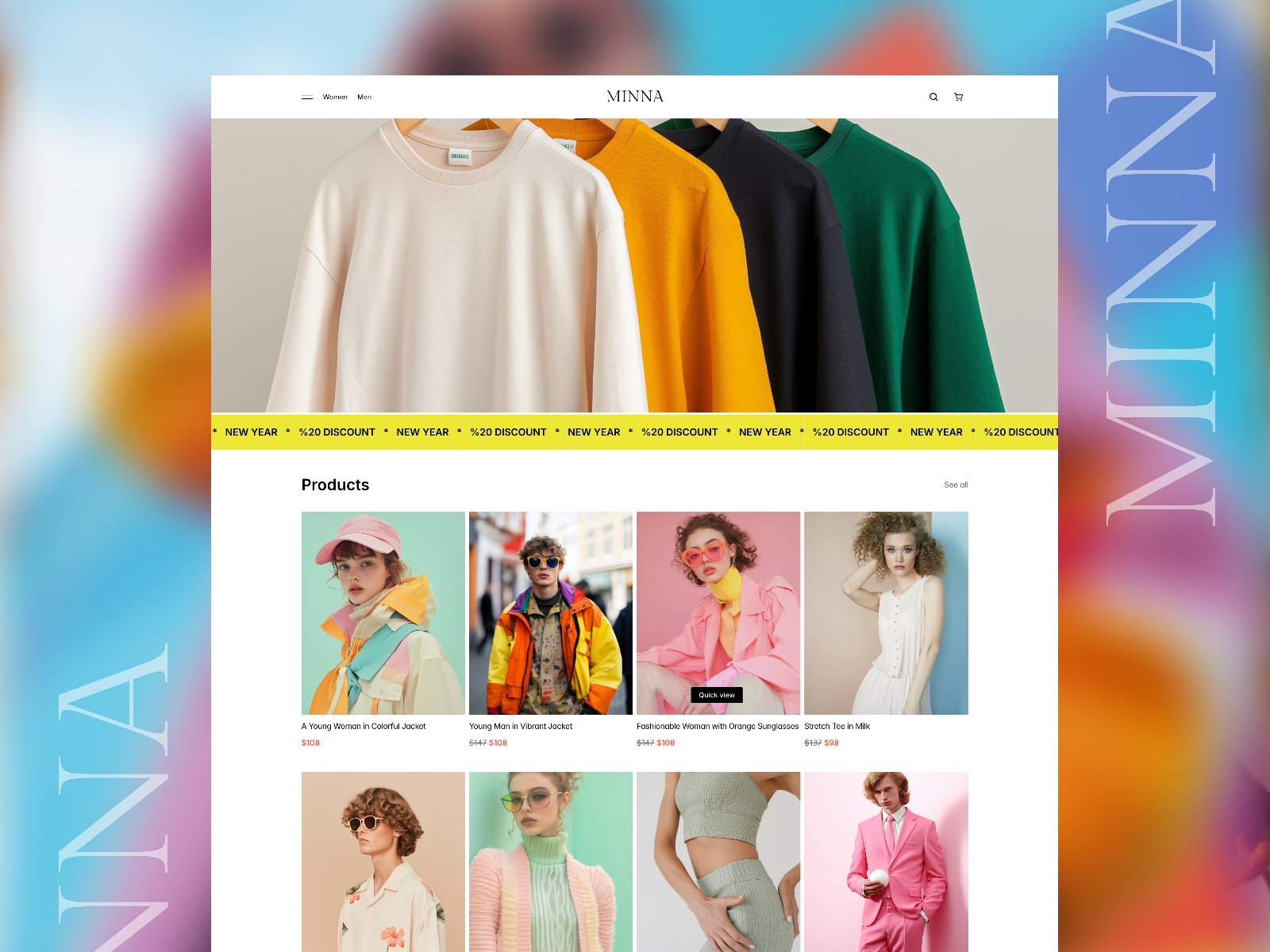 Screenshot of Minna website