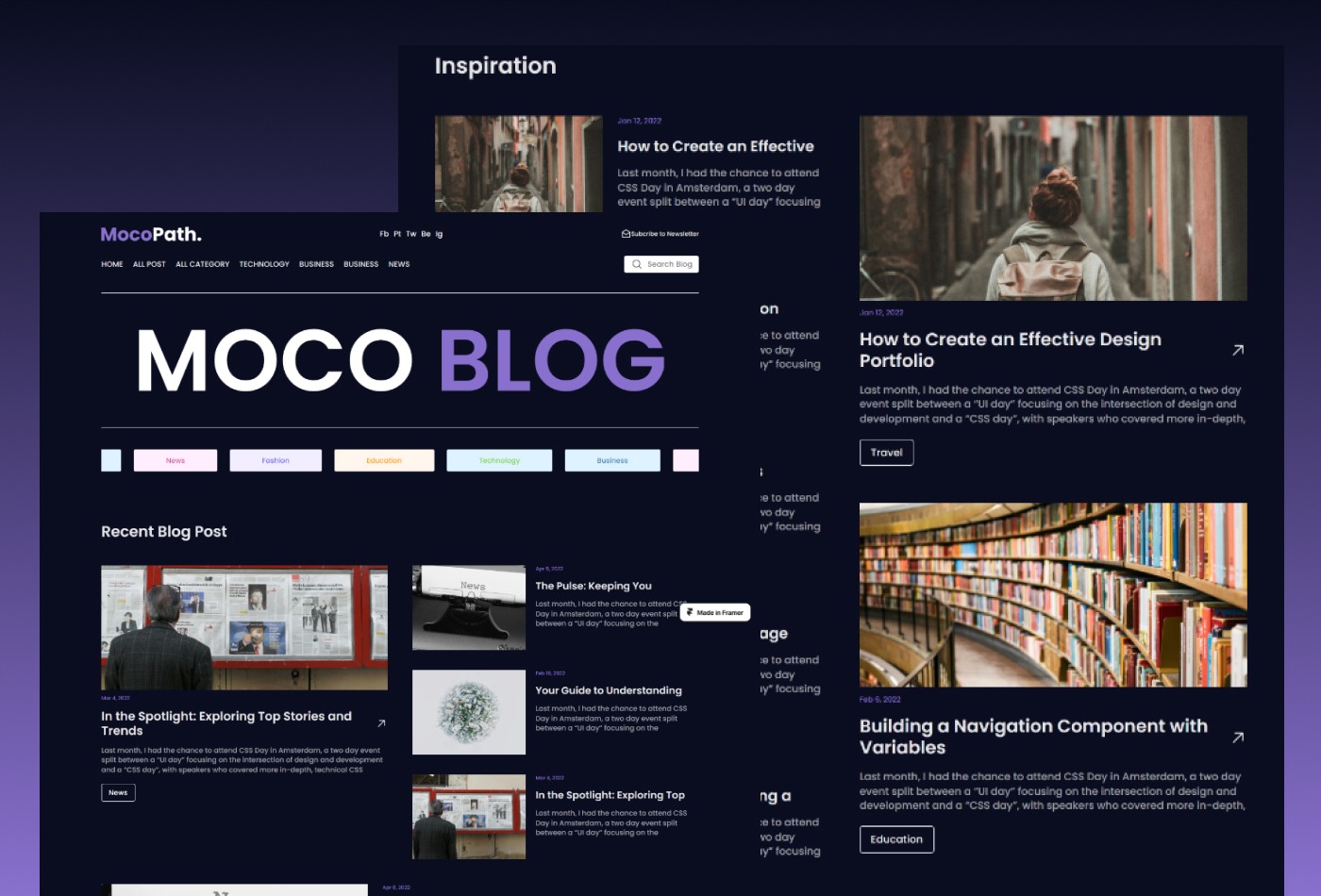 Screenshot 2 of Mocopath minimal blog magazine website