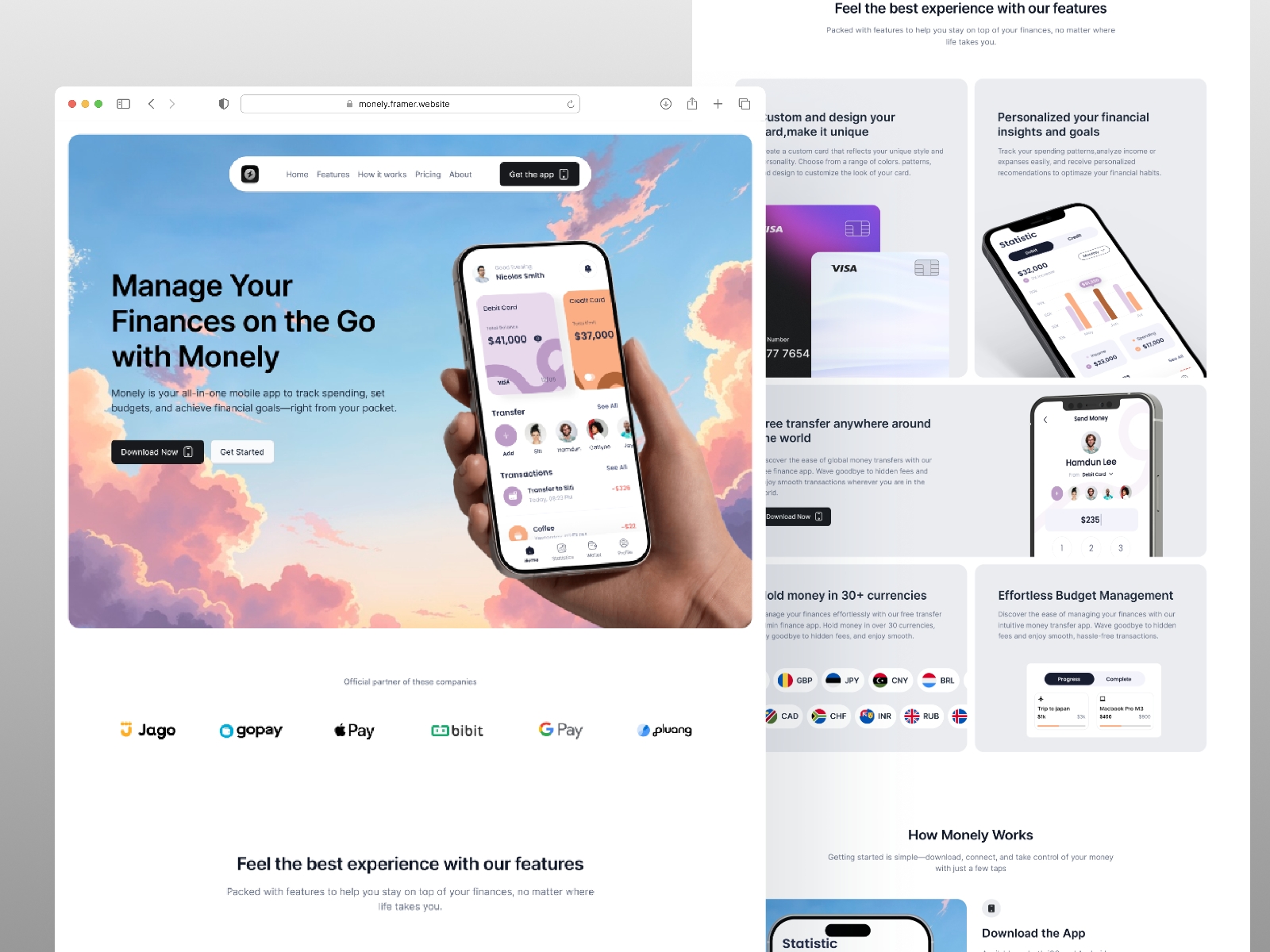 Screenshot of Monely website