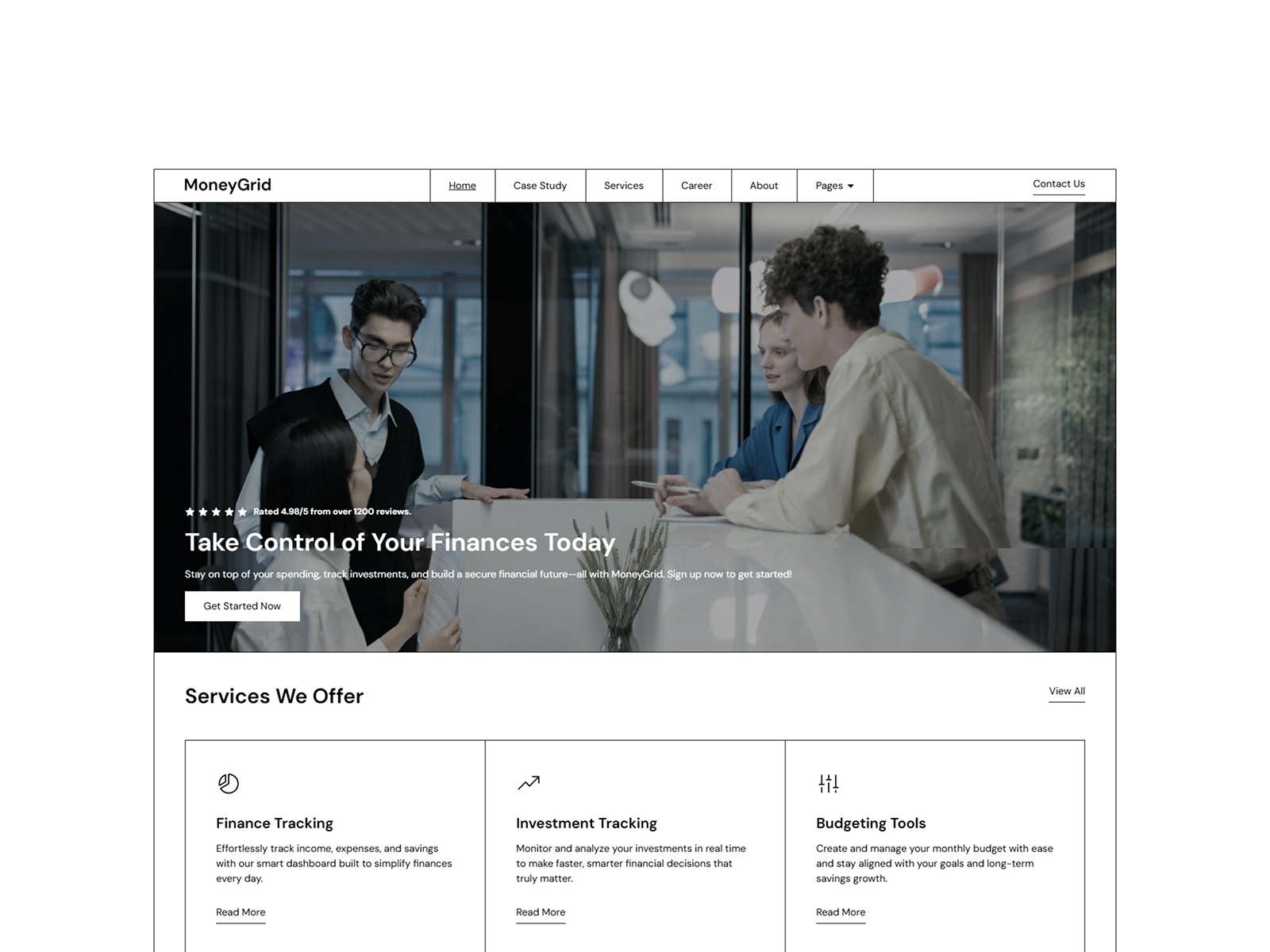 Screenshot of Moneygrid website