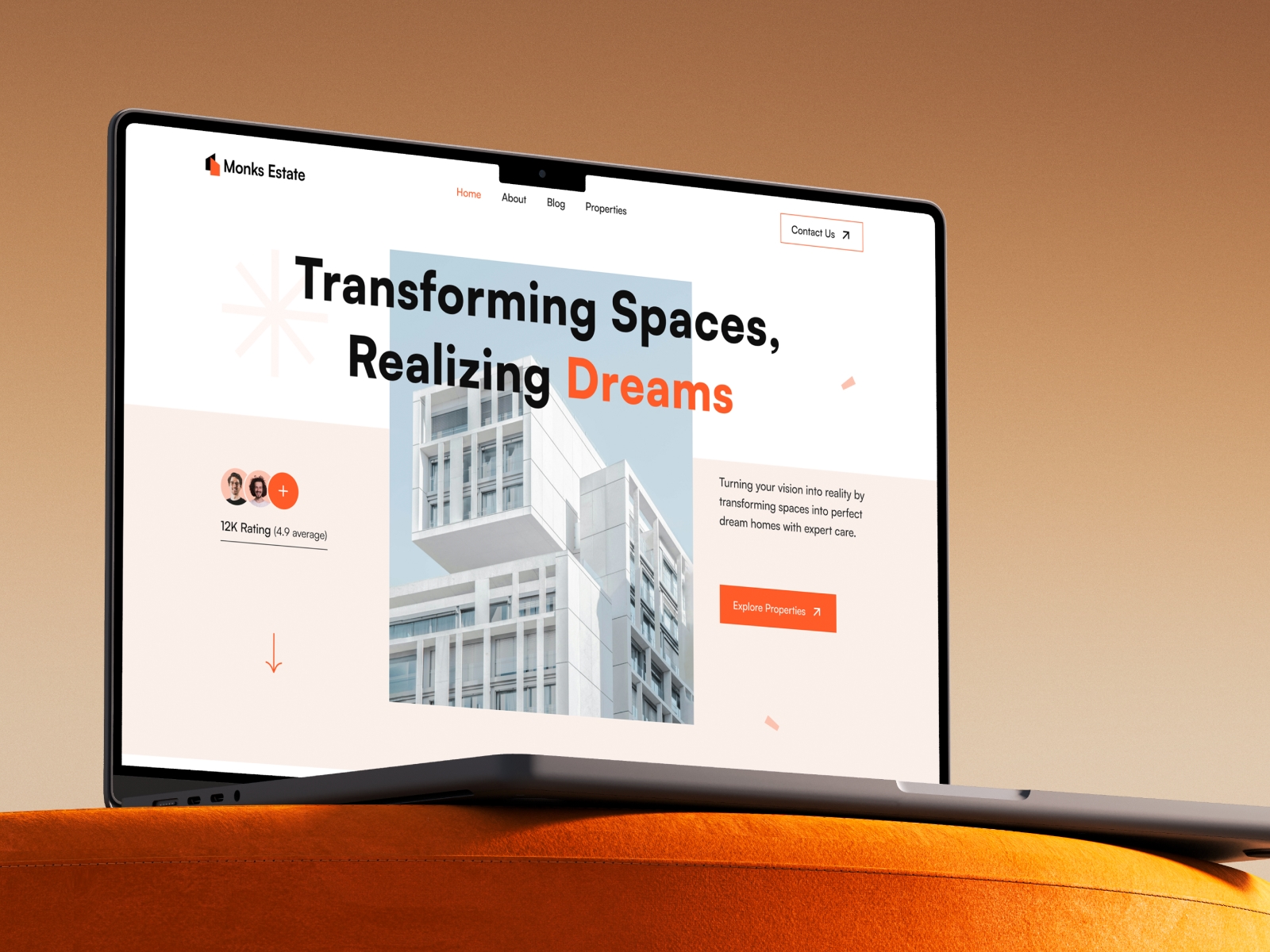 Screenshot of Monks estate website