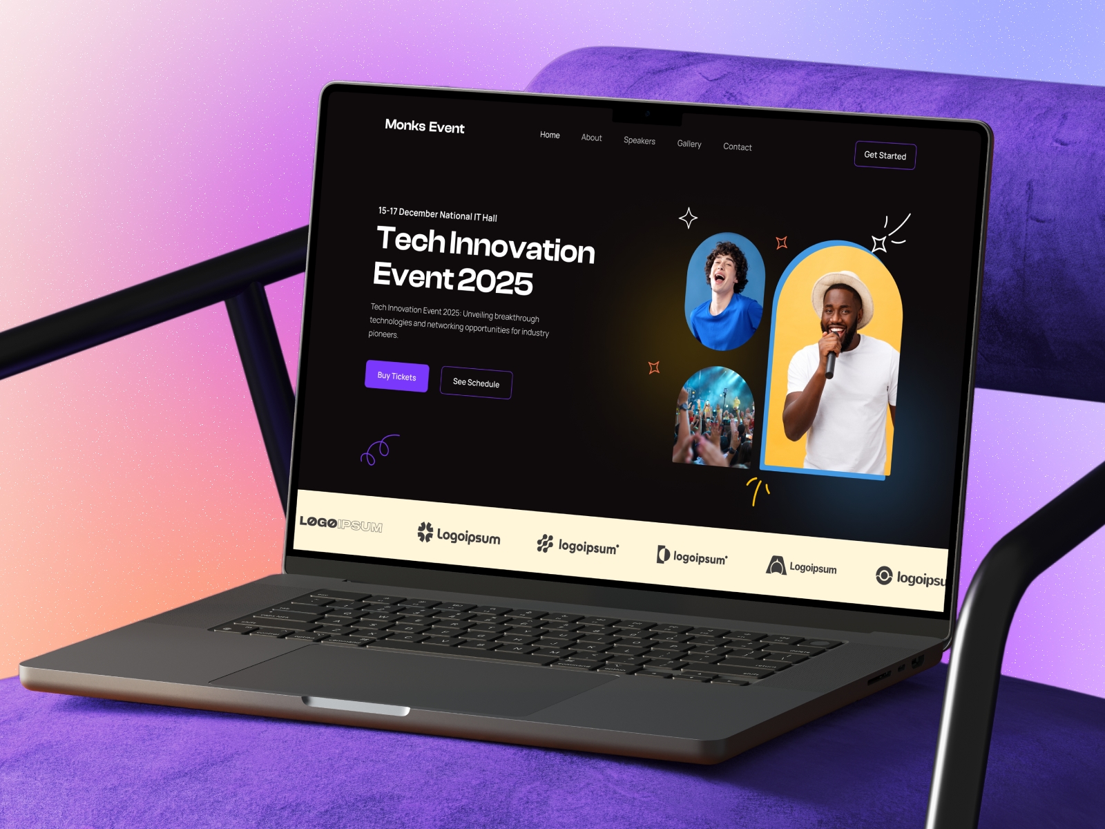 Screenshot of Monks event website