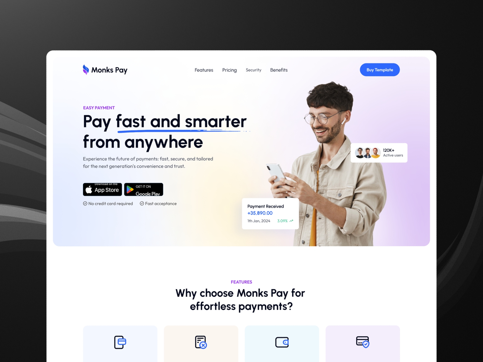 Screenshot of Monks pay website