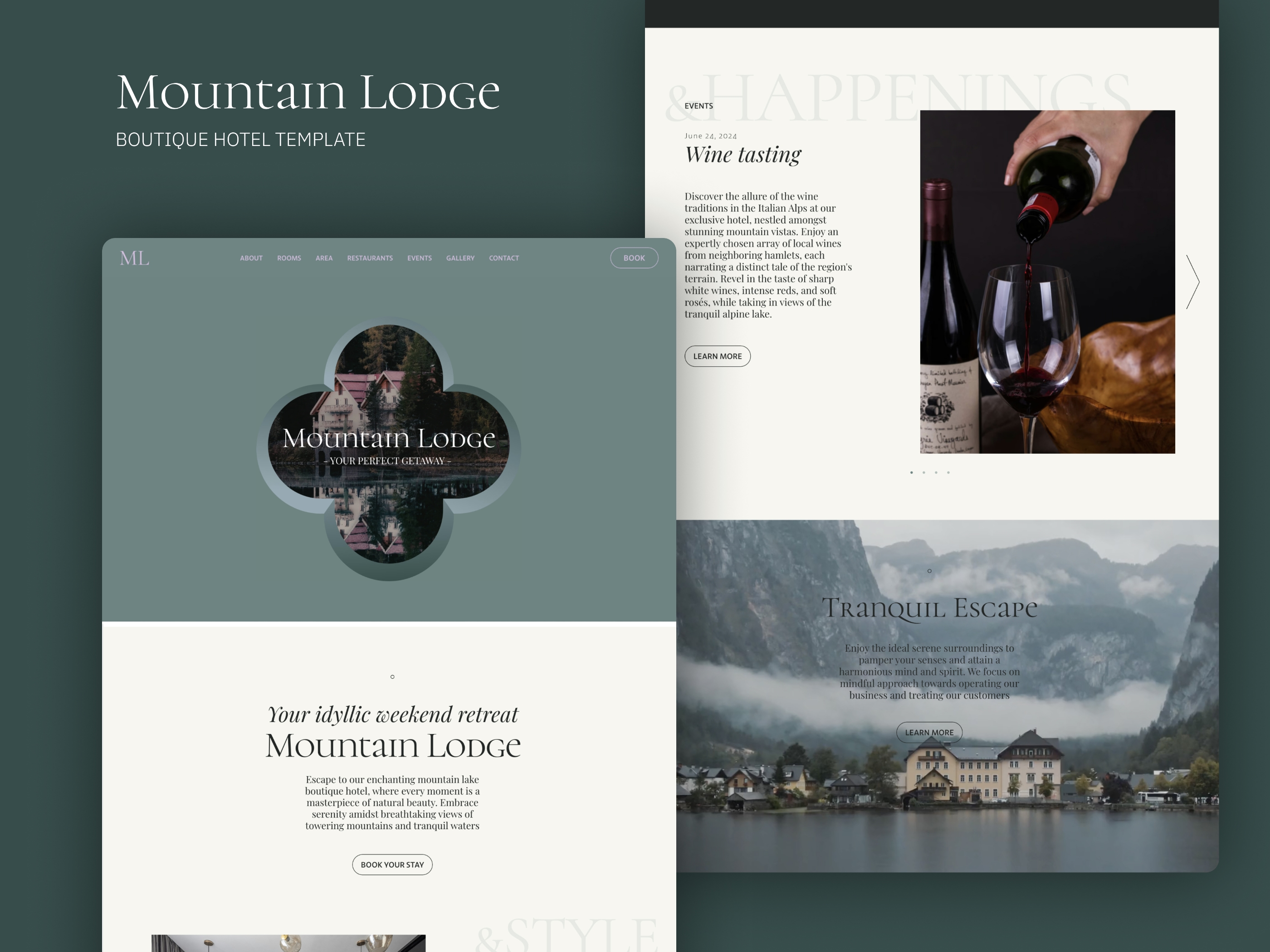 Screenshot of Mountainlodge website