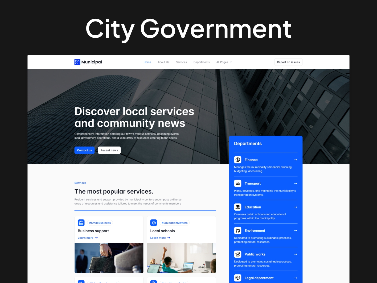 Screenshot of Municipal website