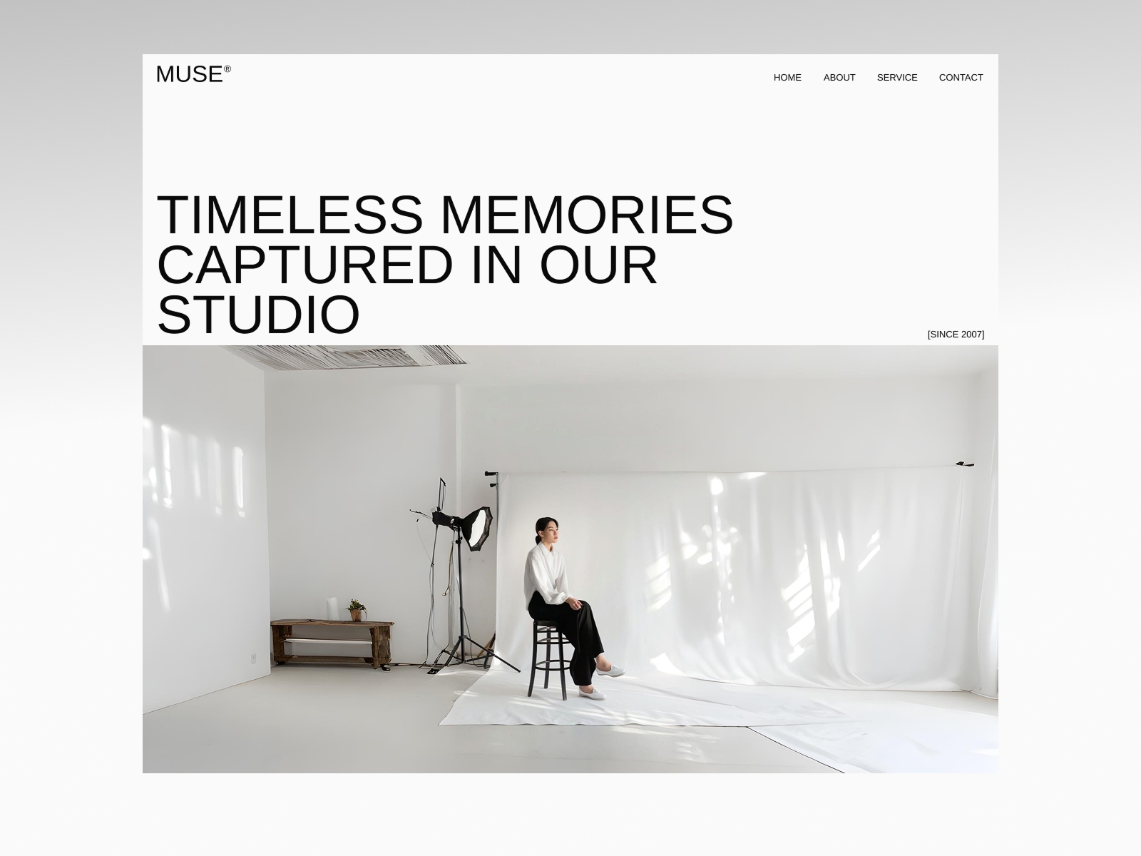 Screenshot of Muse studio website