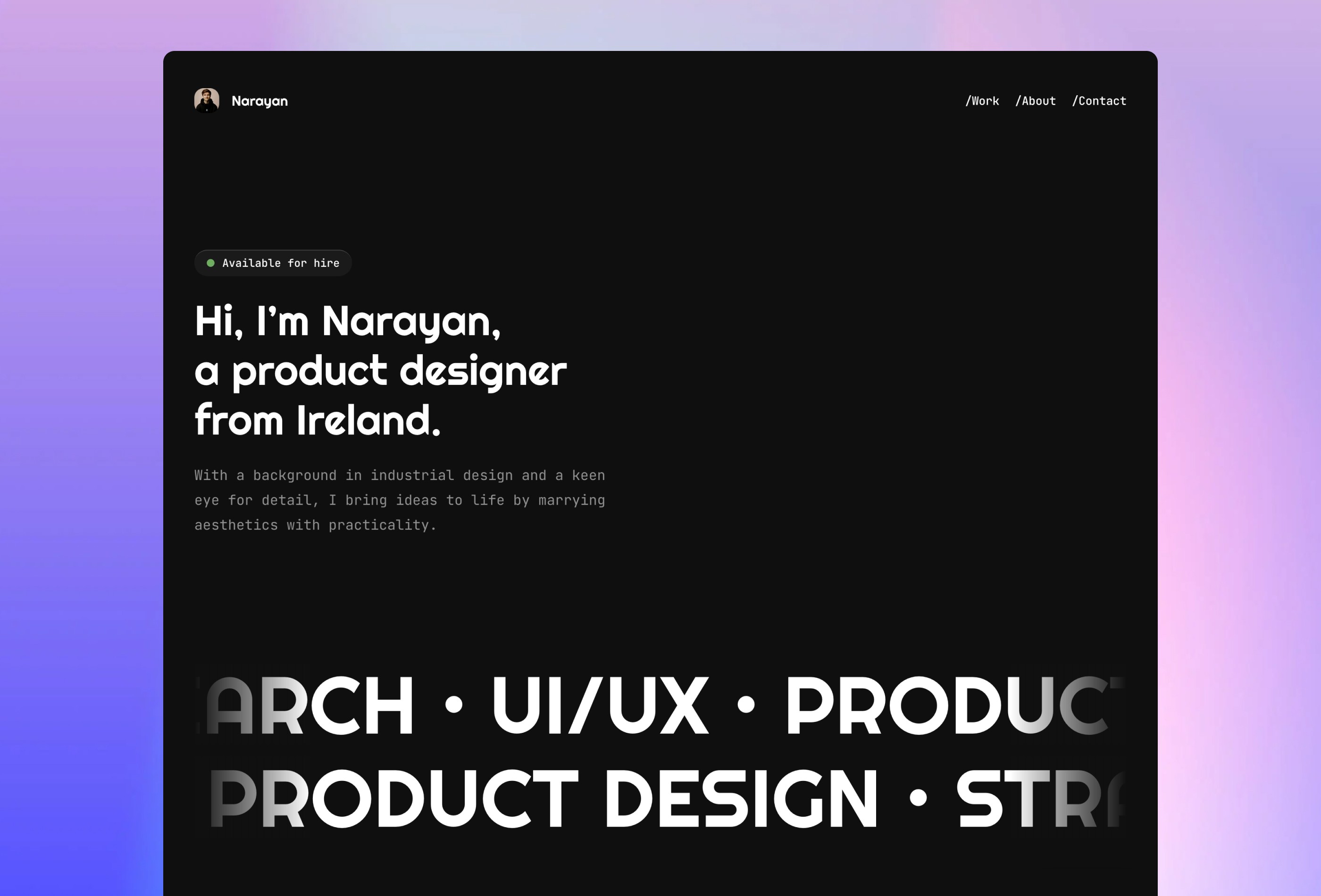 Screenshot of Narayan website