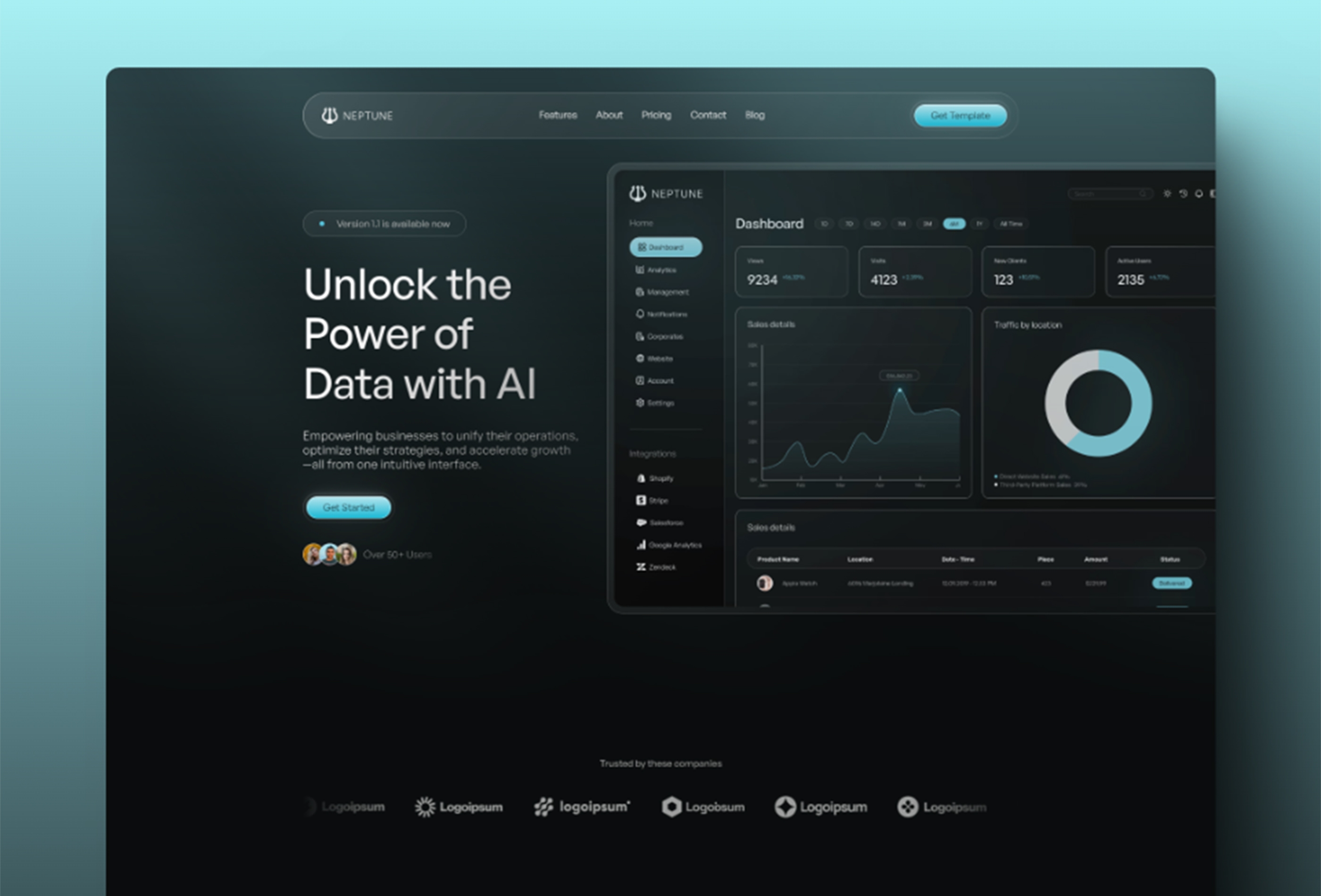 Screenshot of Neptune website