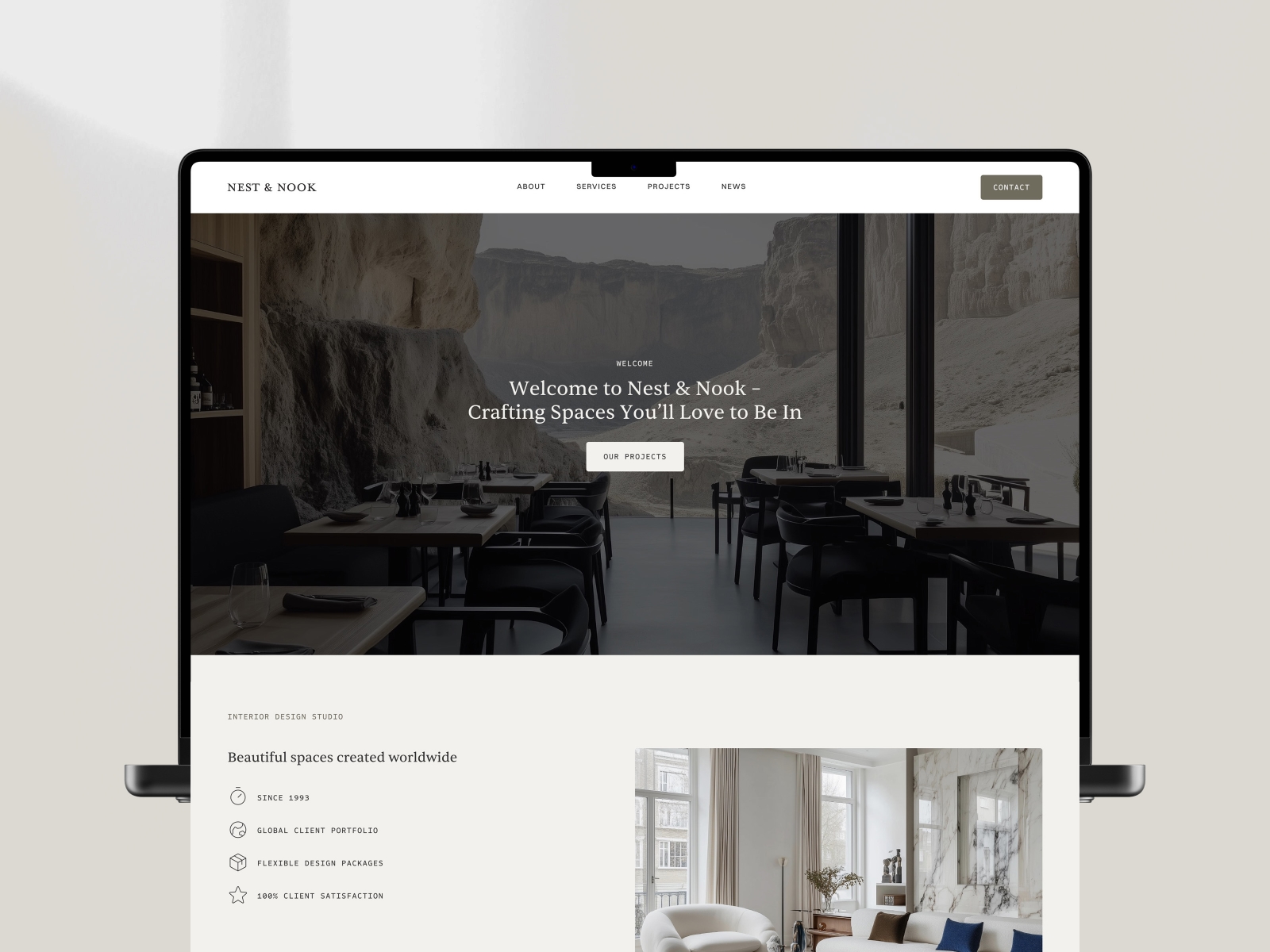 Screenshot of Nest nook website
