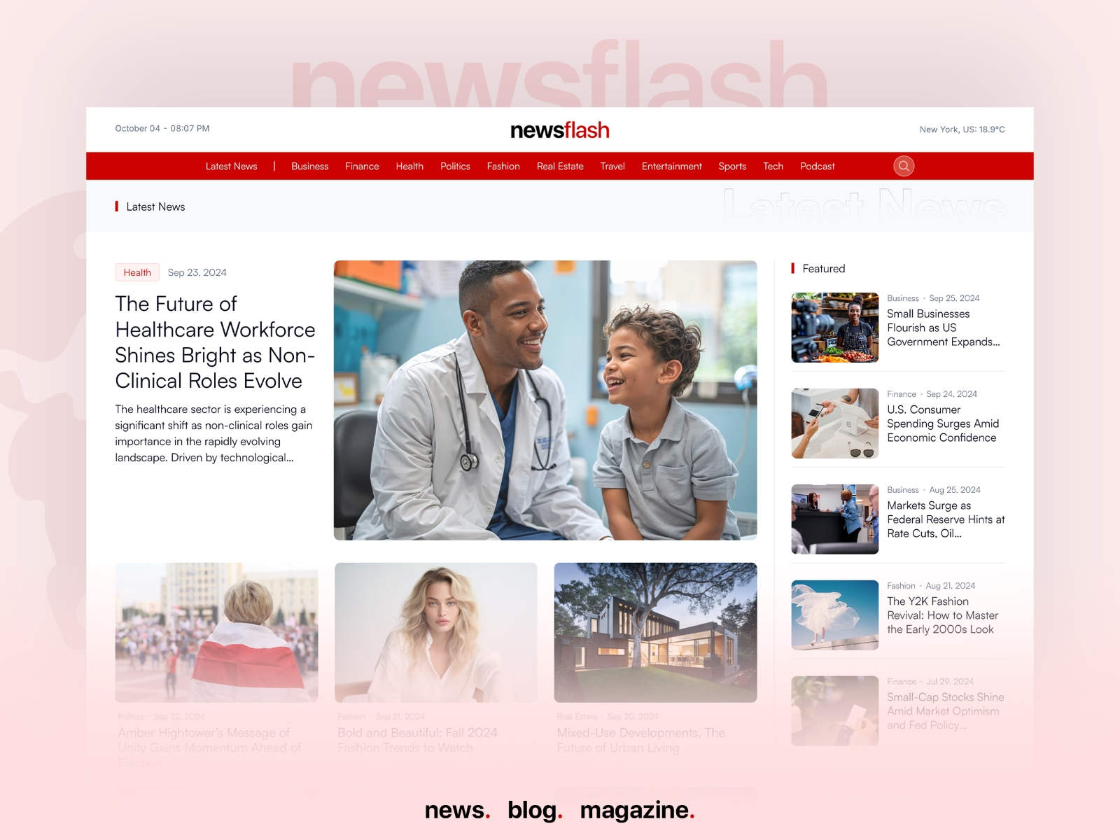 Screenshot of Newsflash website
