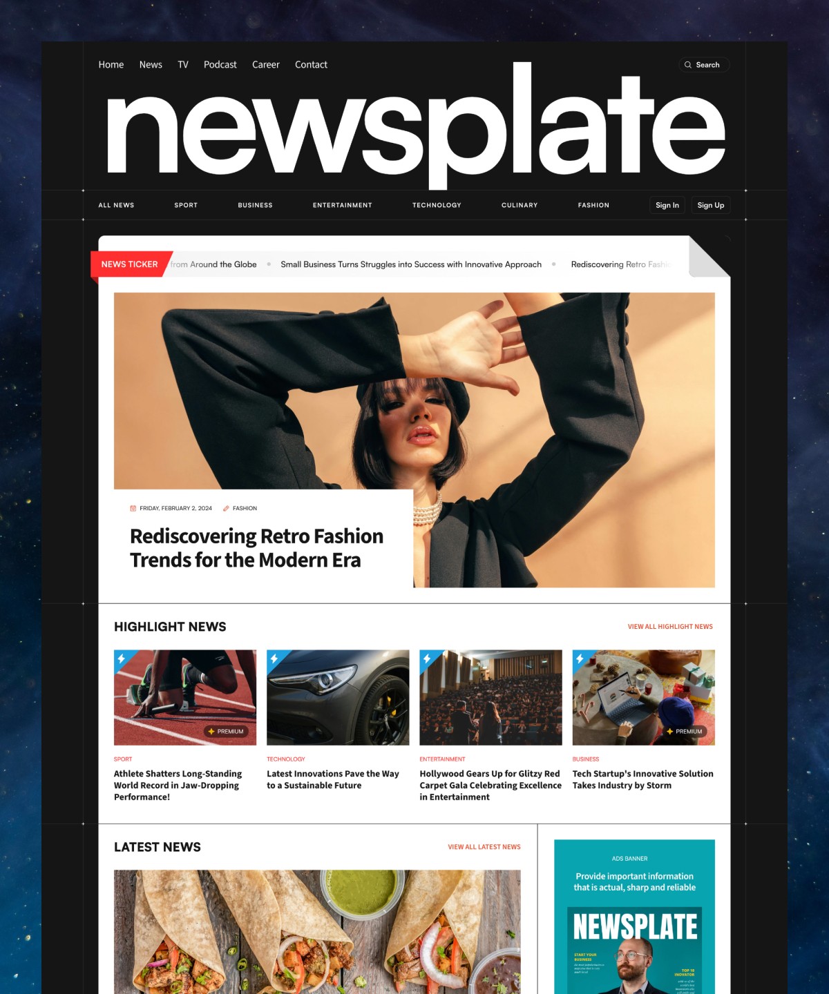 Screenshot of Newsplate website