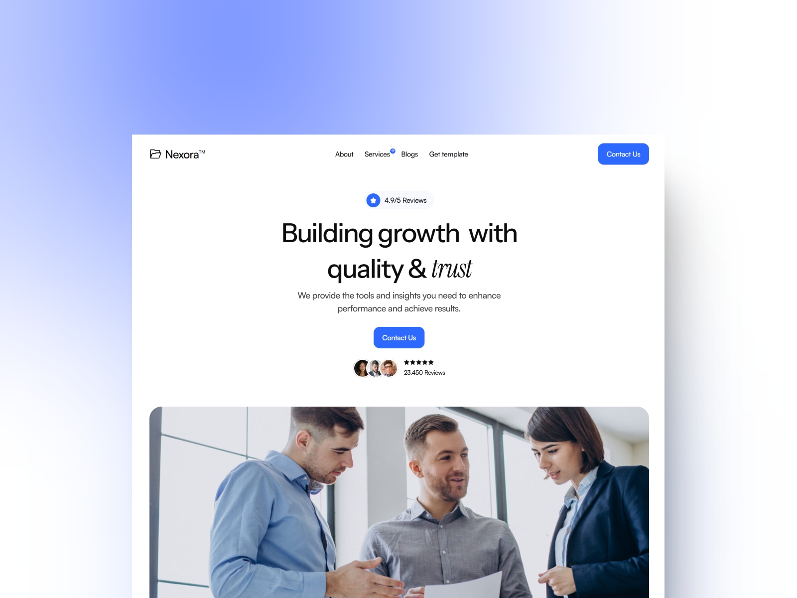 Screenshot of Nexora website