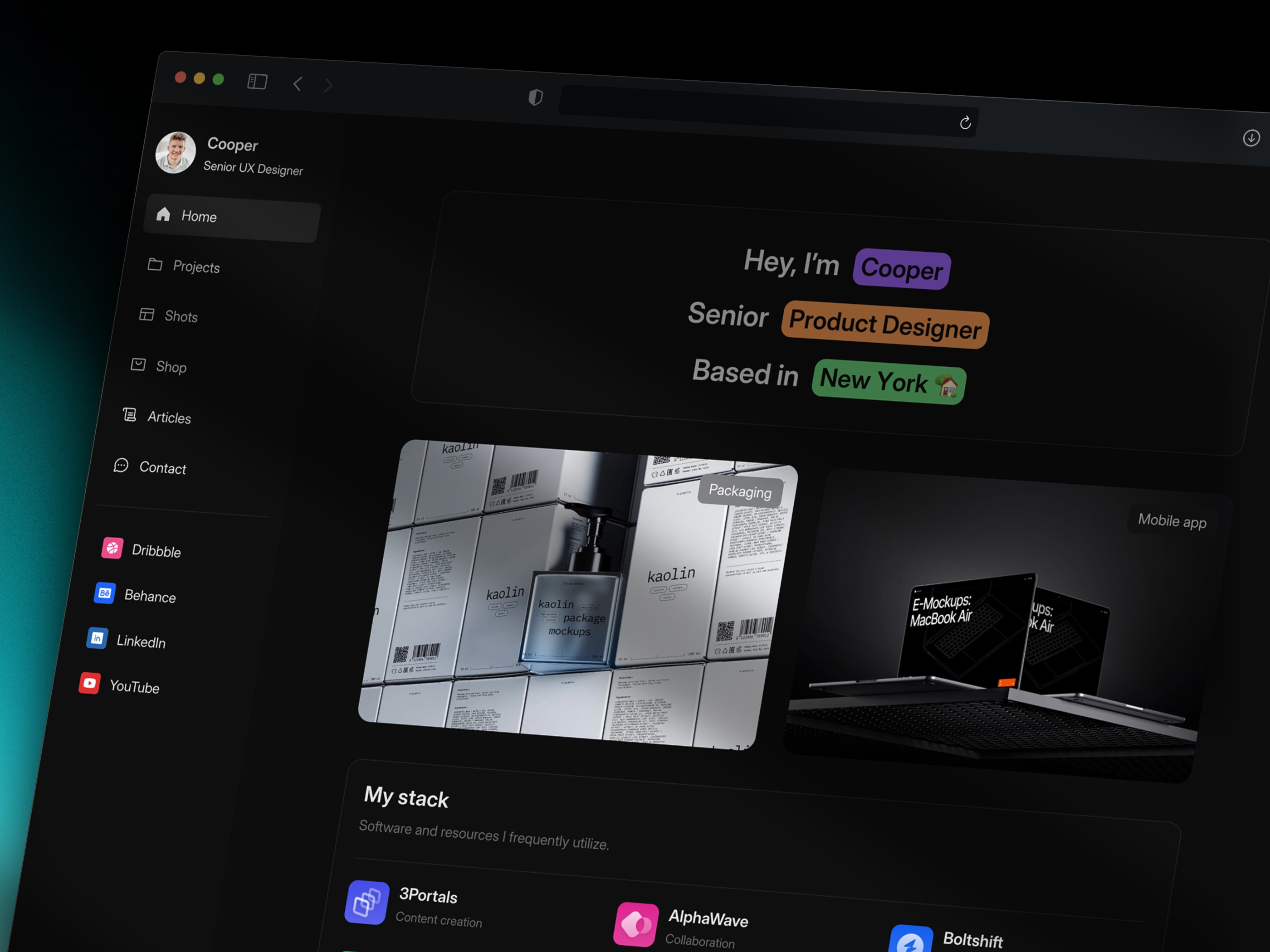 Screenshot of Nextfolio website