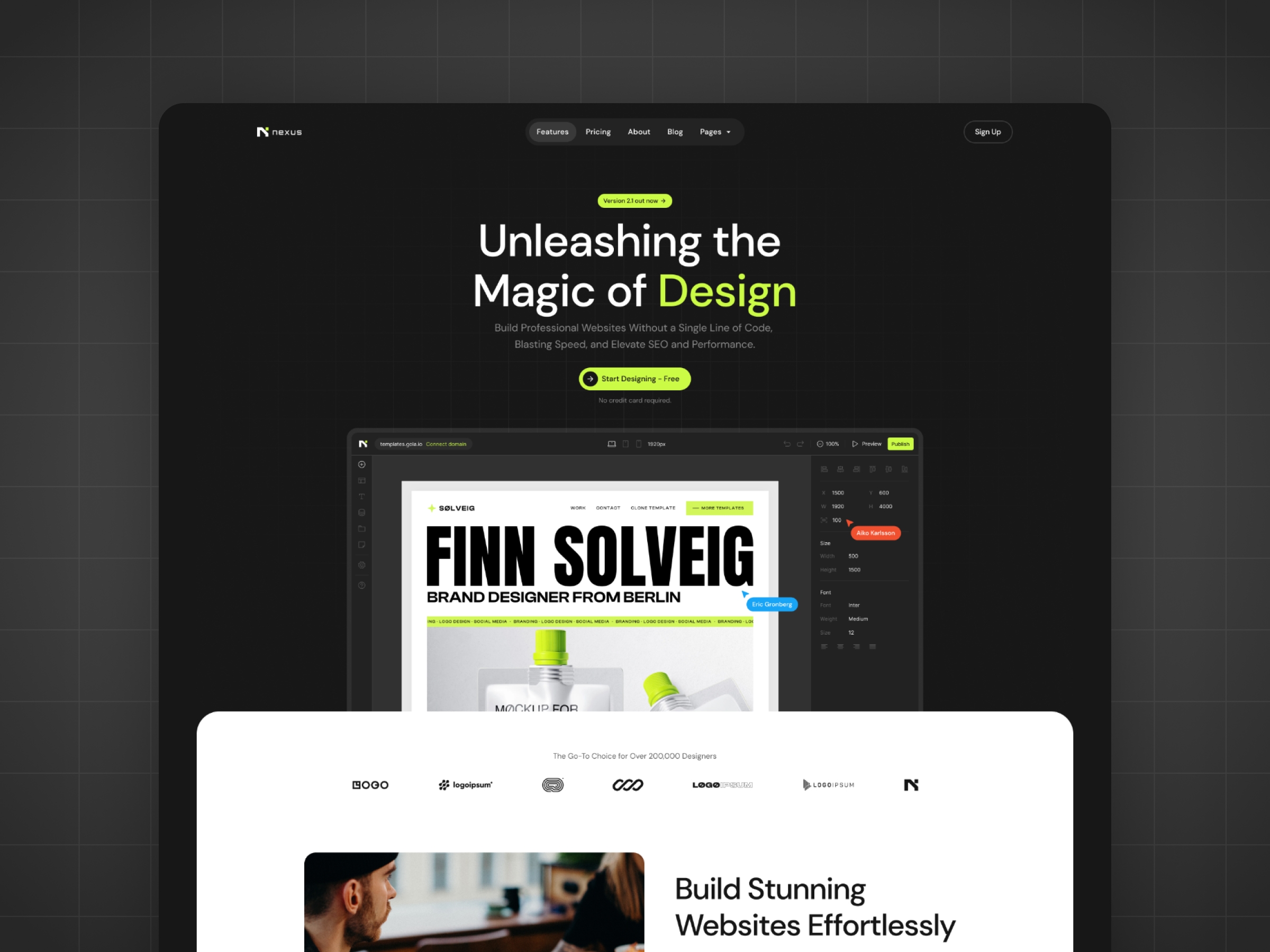 Screenshot of Nexus website