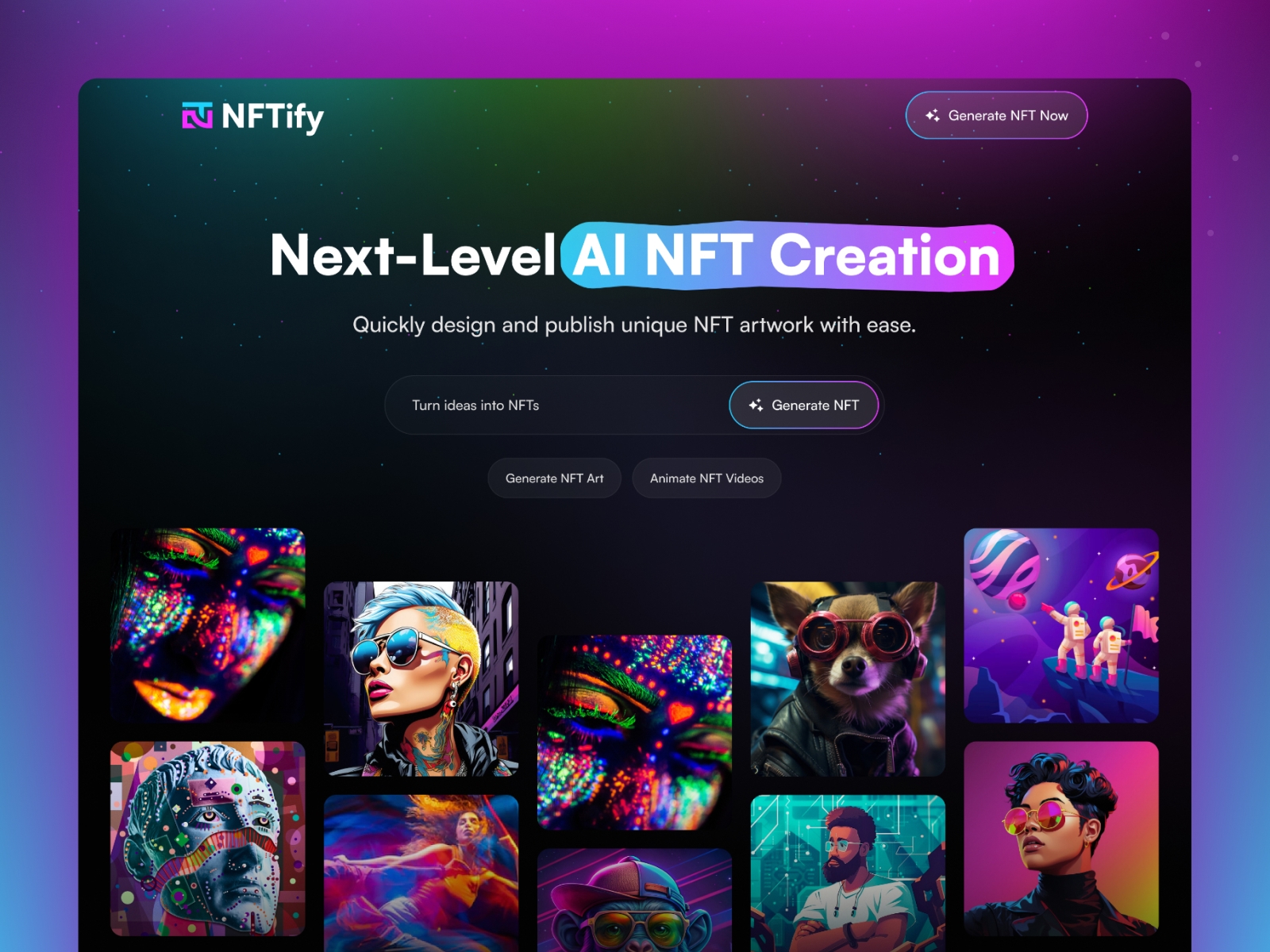 Screenshot of Nftify website