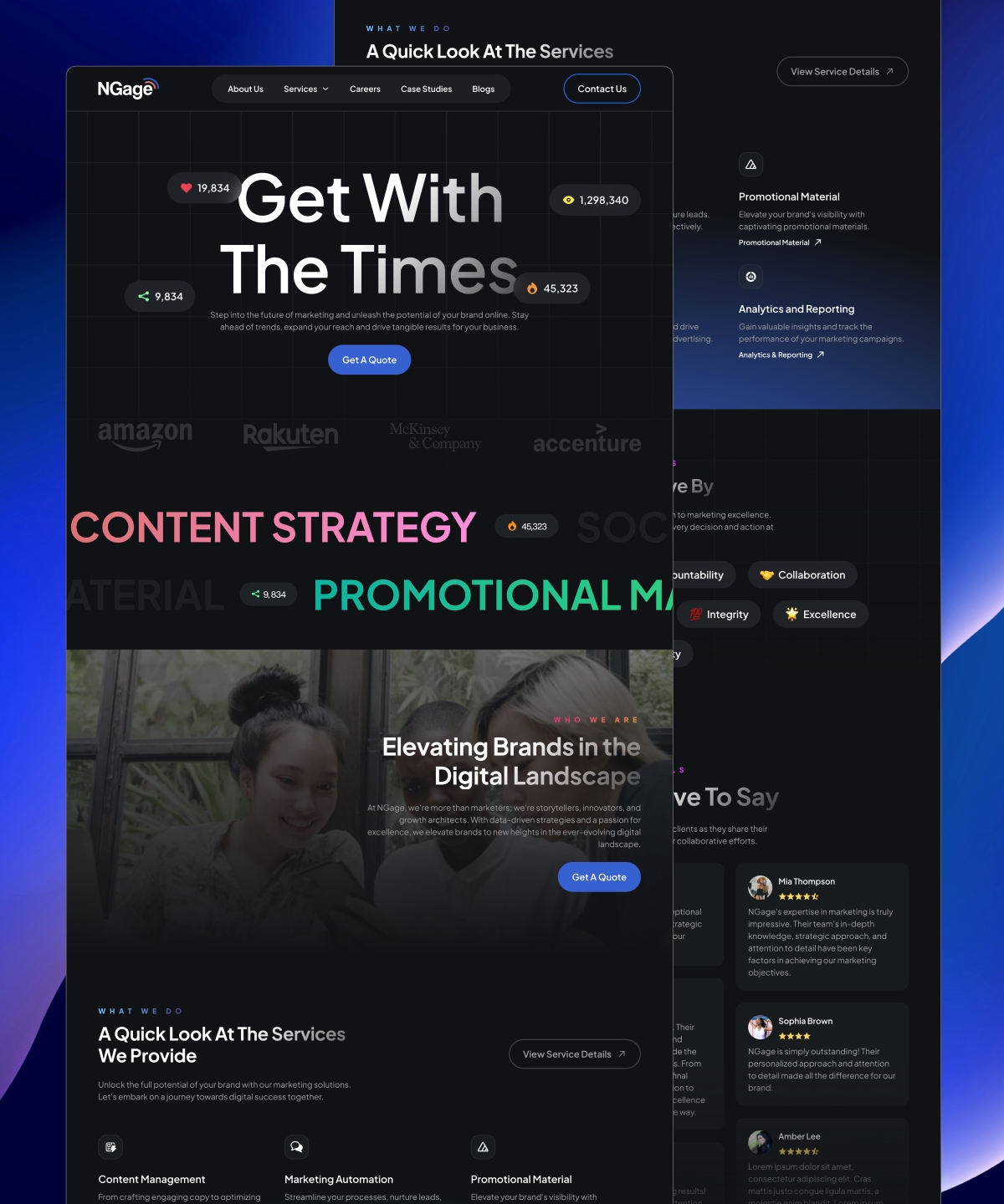 Screenshot of Ngage website