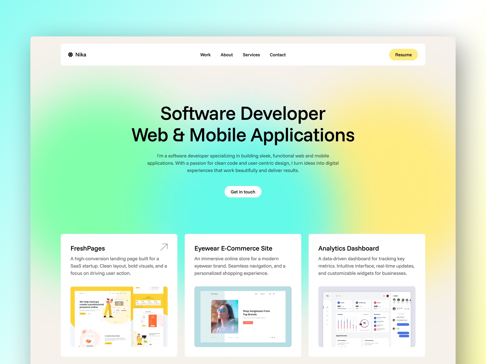 Screenshot of Niika website
