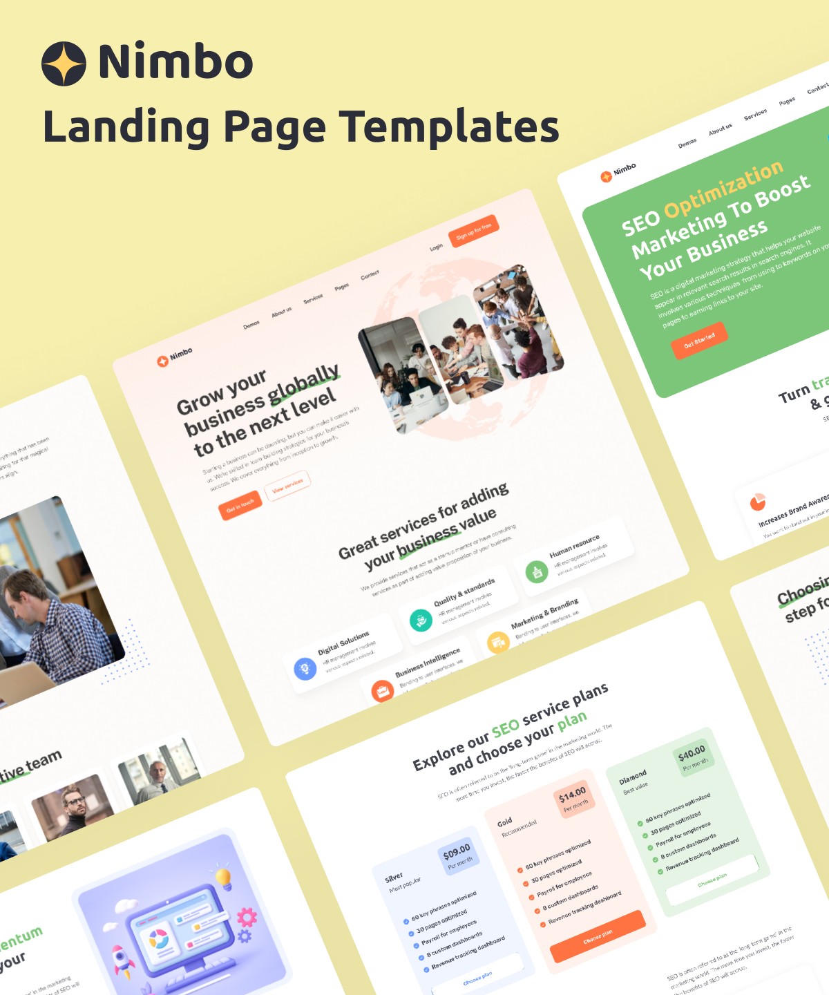 Screenshot of Nimbo multipurpose framer template website