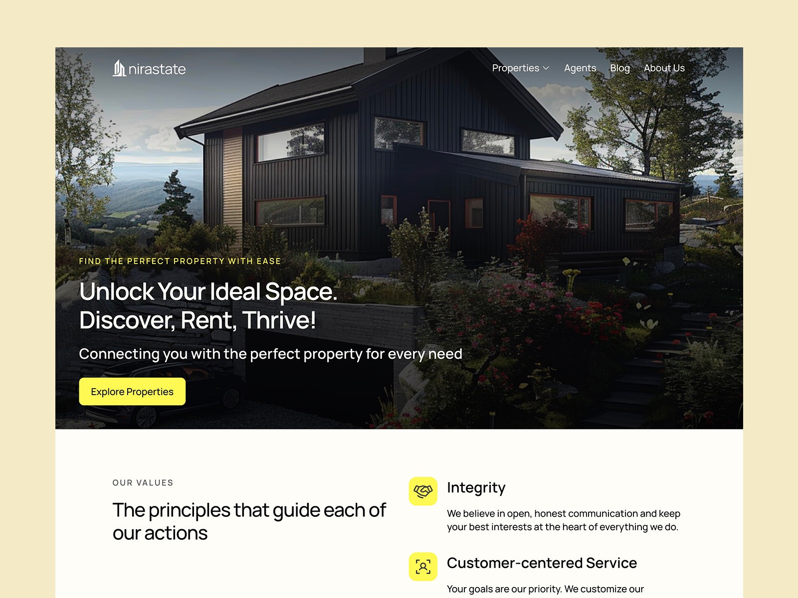 Screenshot of Nirastate website