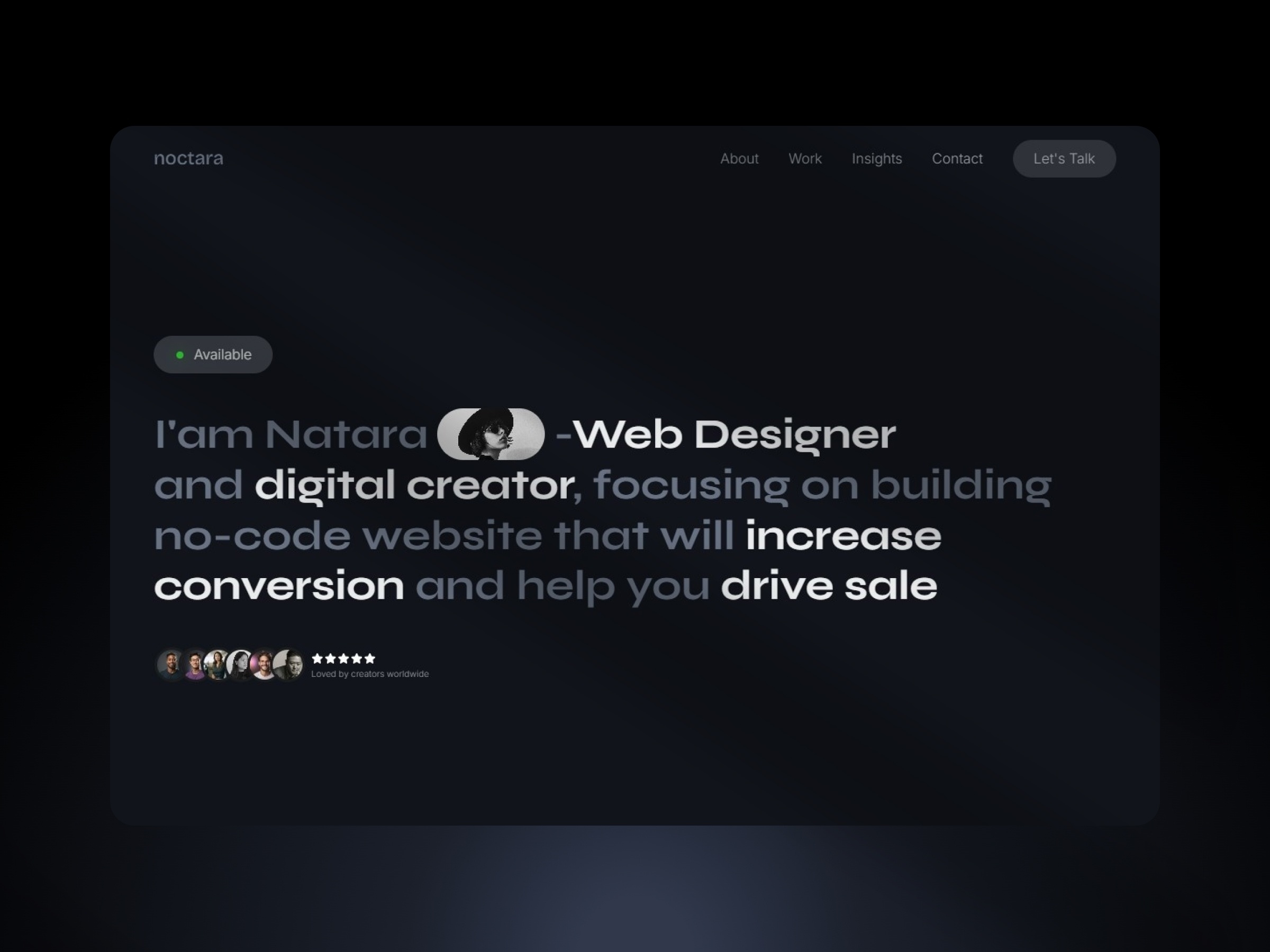 Screenshot of Noctara website