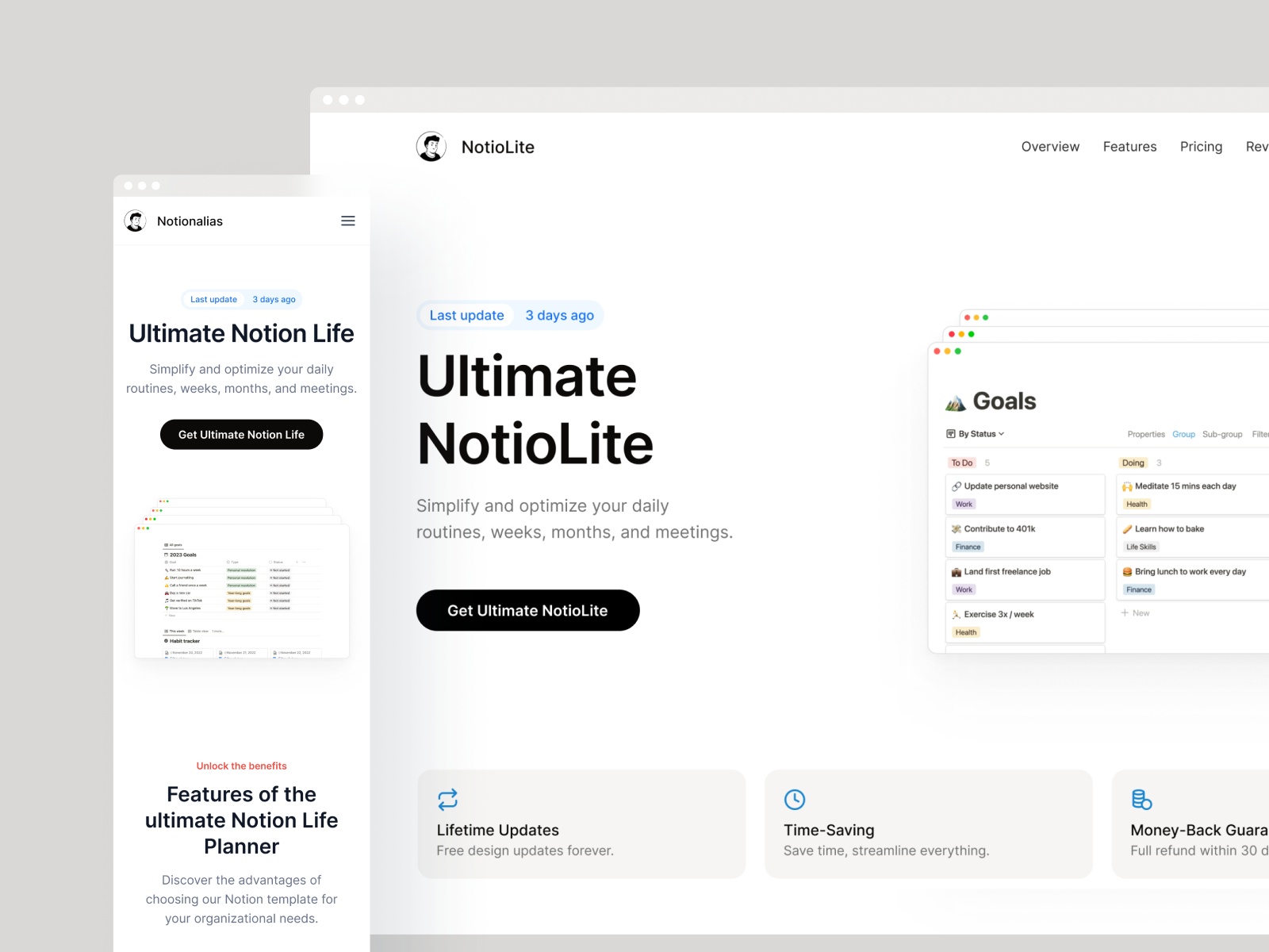 Screenshot of Notio website