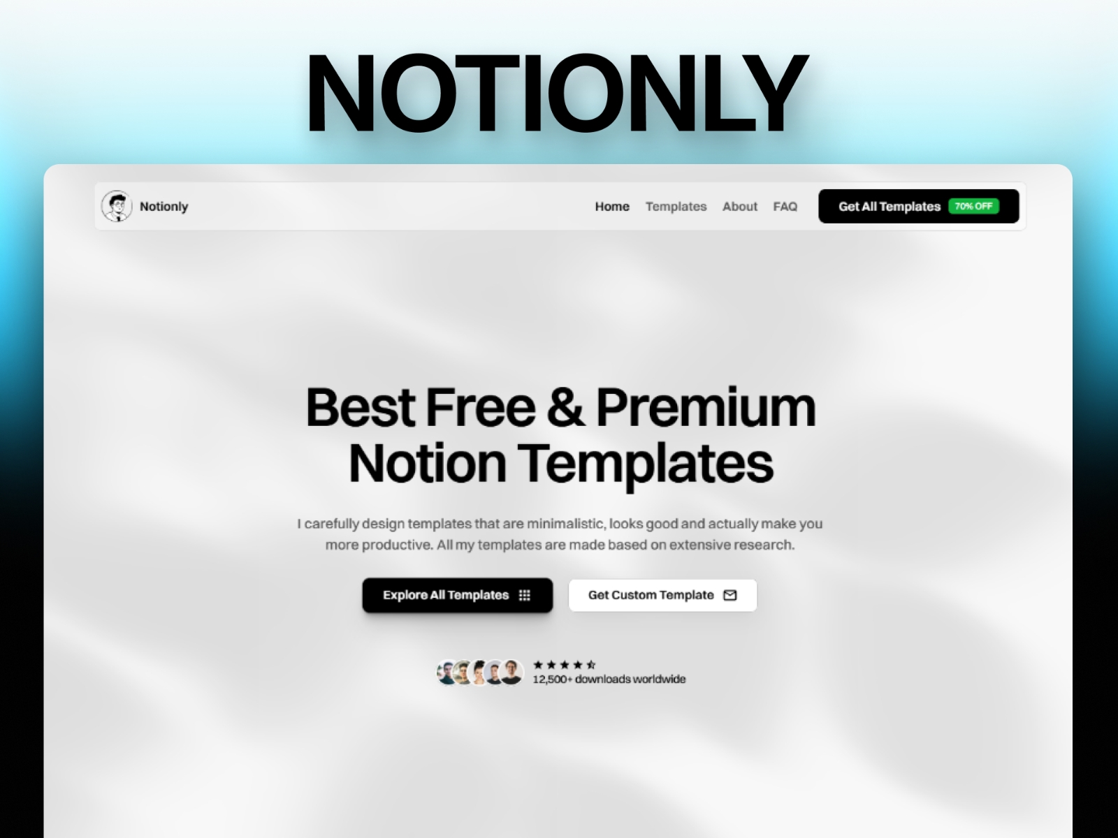 Screenshot of Notionly website
