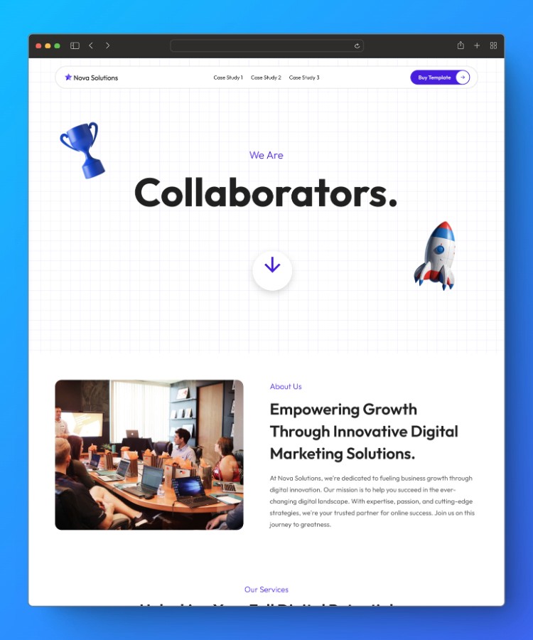 Screenshot of Novasolutions website