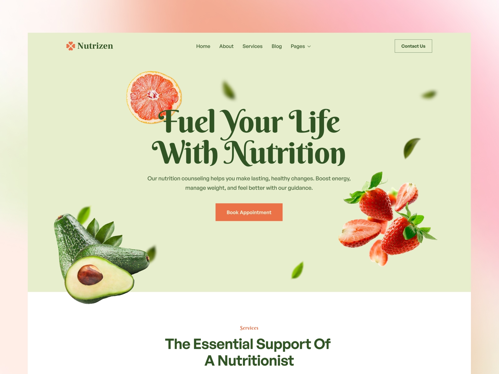 Screenshot of Nutrizen website