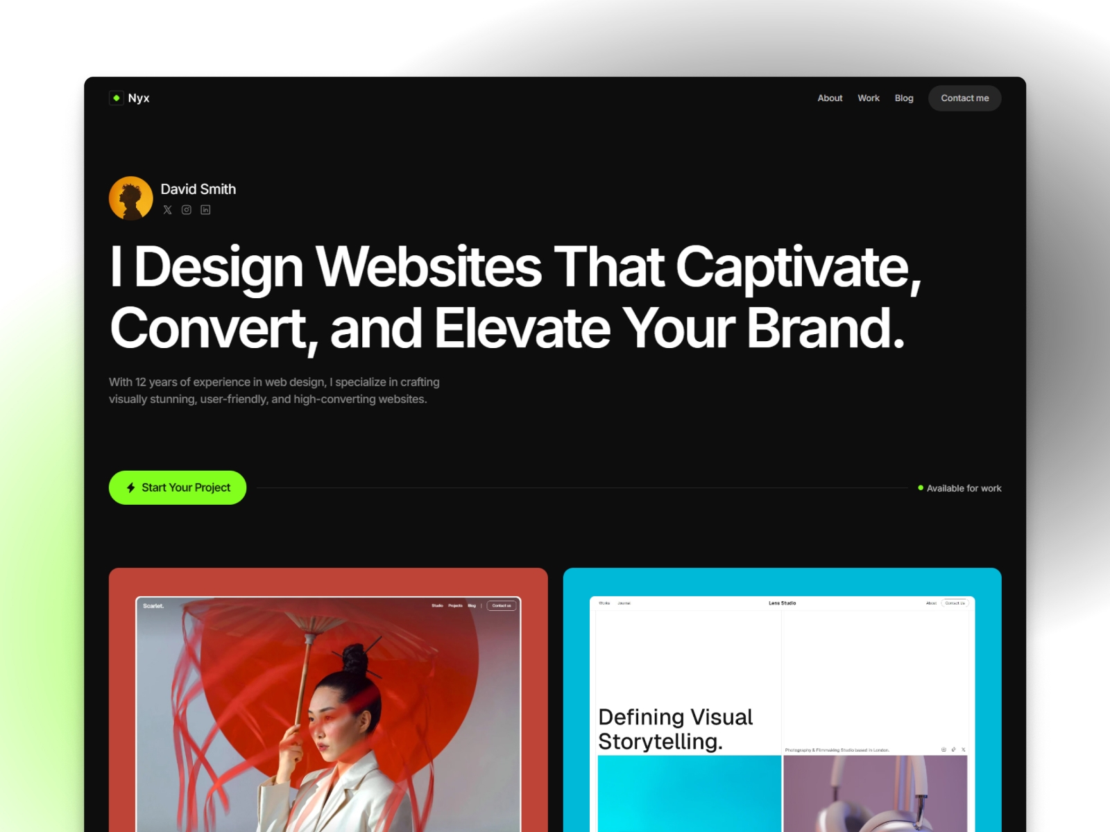 Screenshot of Nyx website